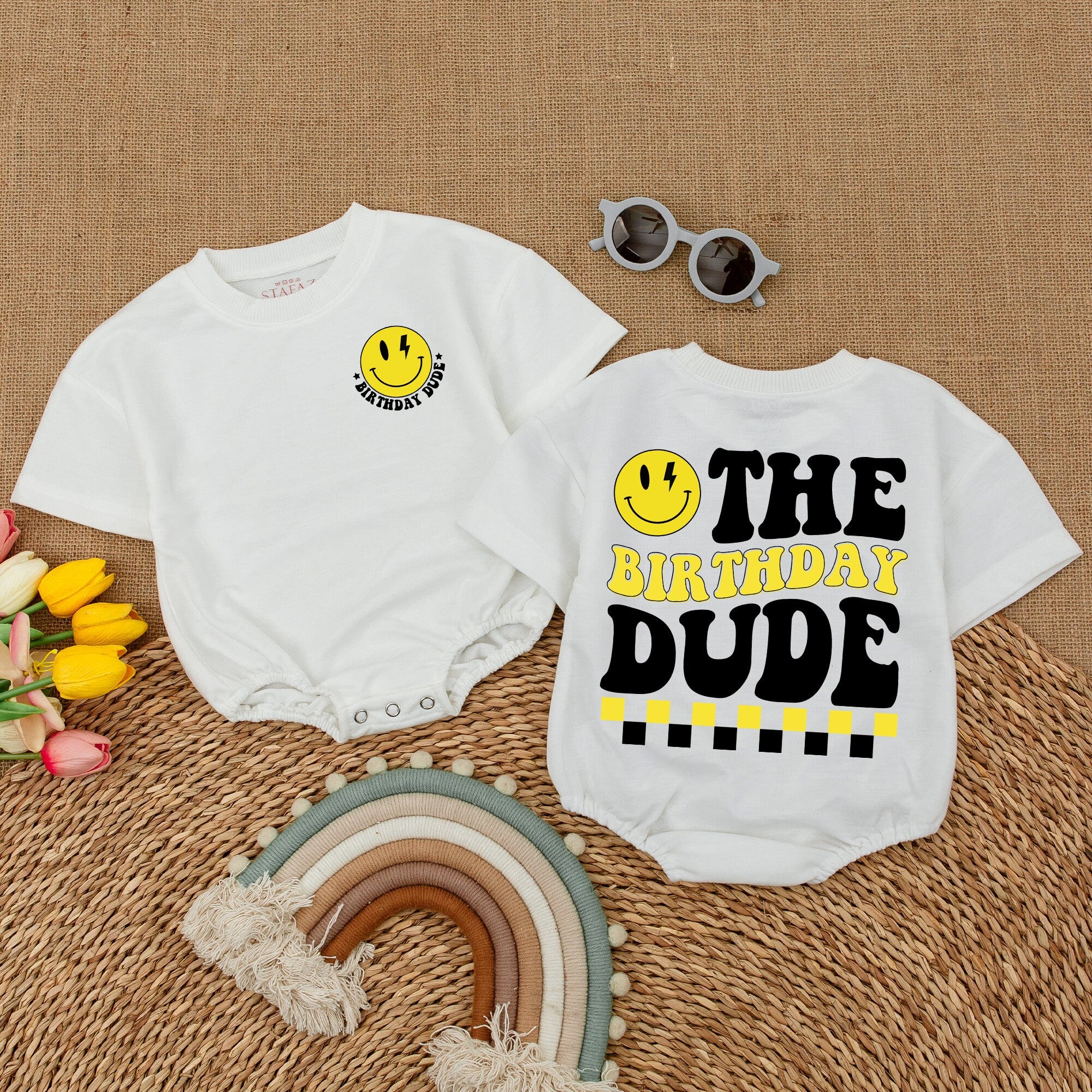 One Happy Dude Birthday Romper - Limited Edition Smiley Bodysuit