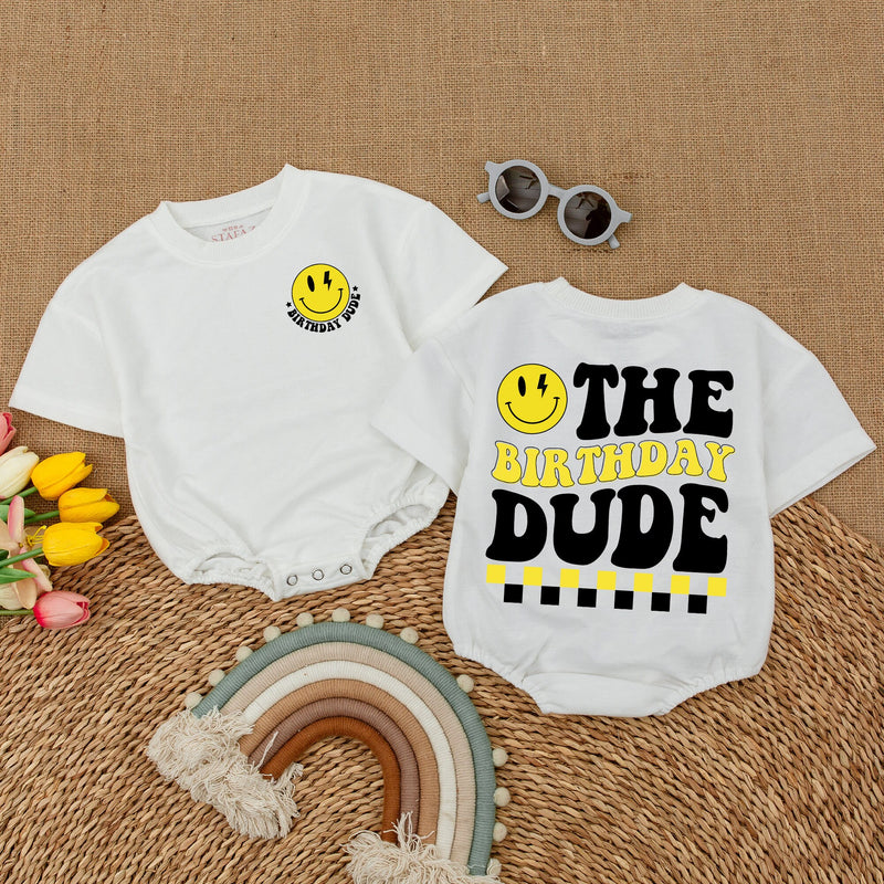 One Happy Dude Birthday Romper - Limited Edition Smiley Bodysuit
