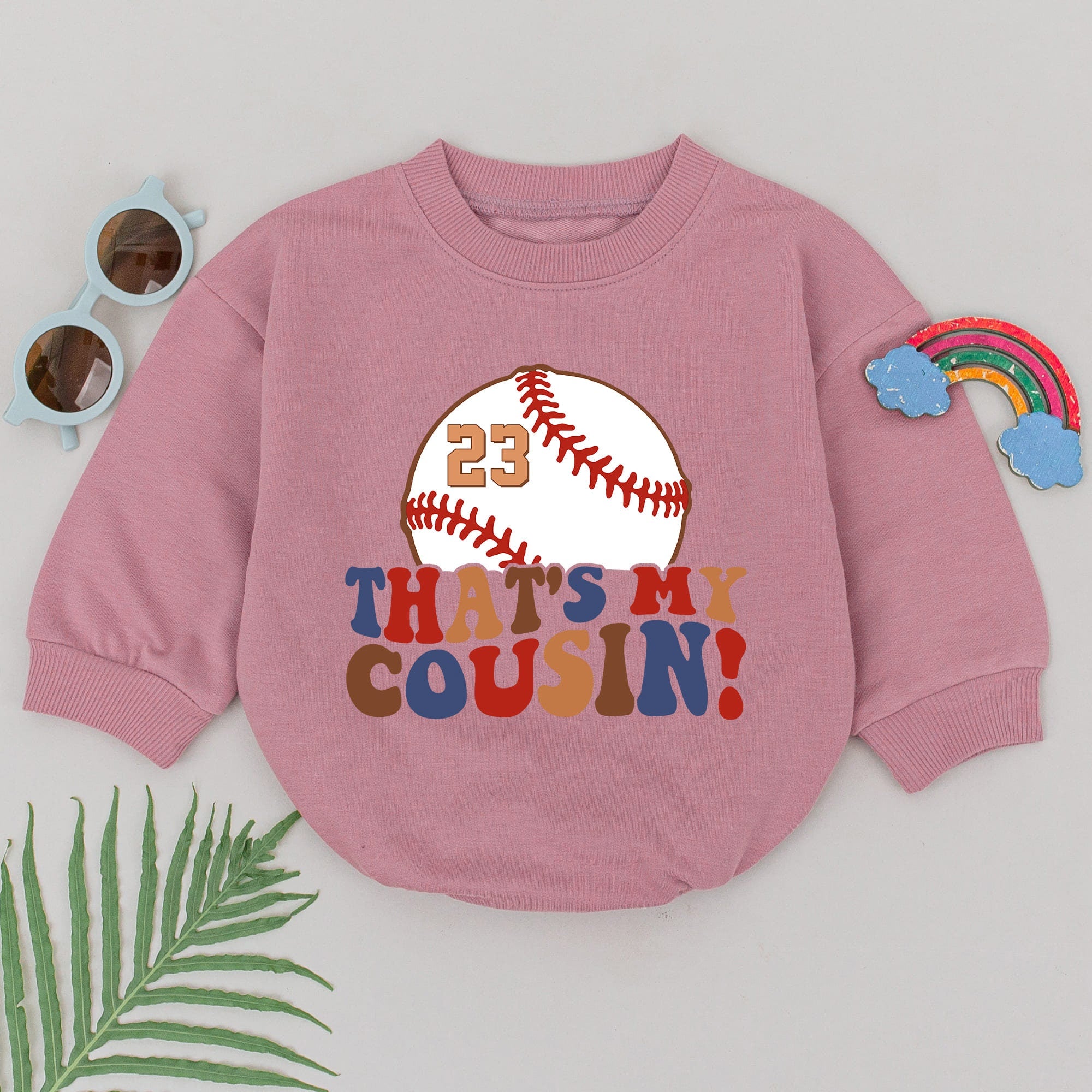 Personalized That's My Cousin Baseball Romper for Babies Retro Sporty Outfit Gameday Natural Bubble Soft Cotton Infant Birthday Gift