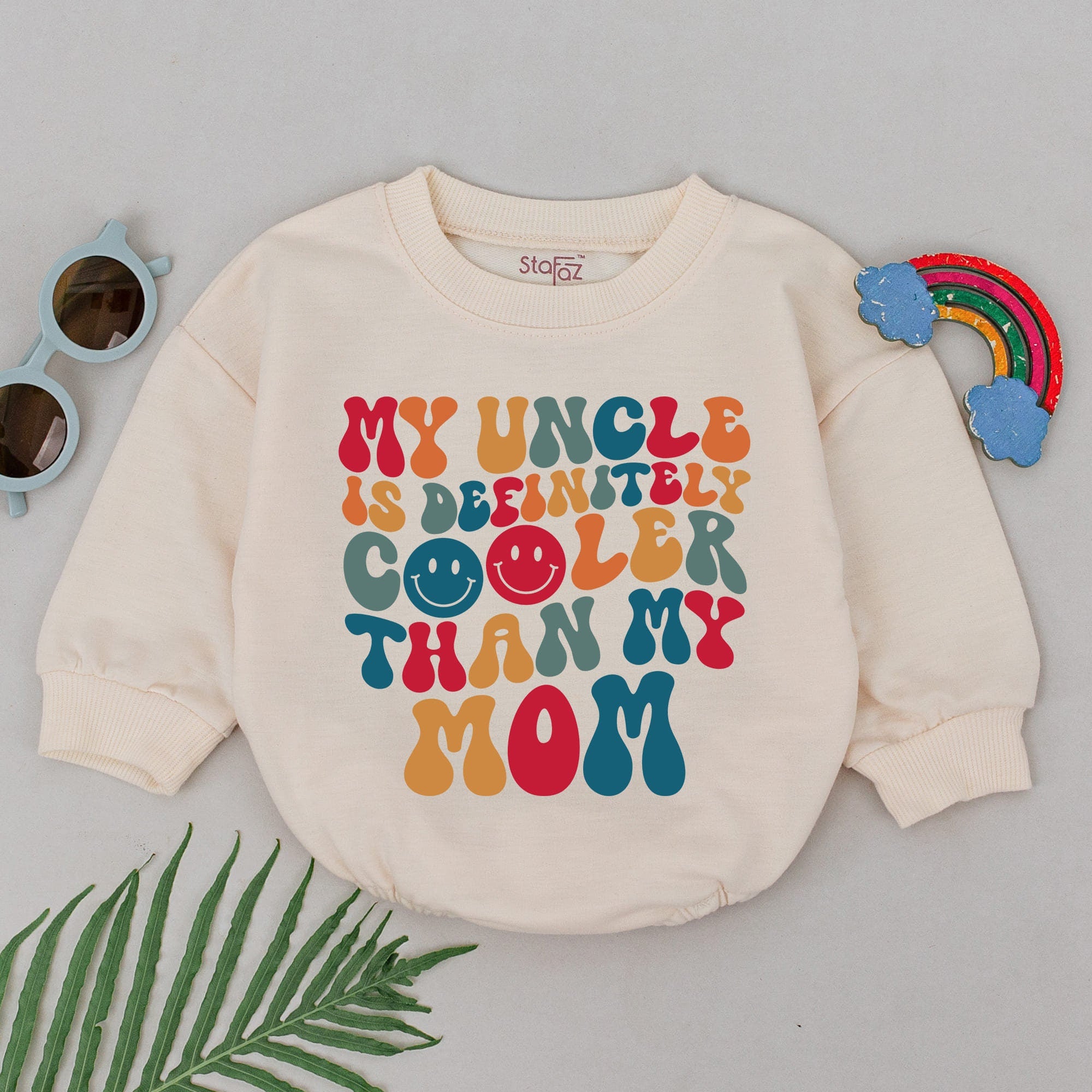Cool Uncle Baby Romper with Retro 70s Design