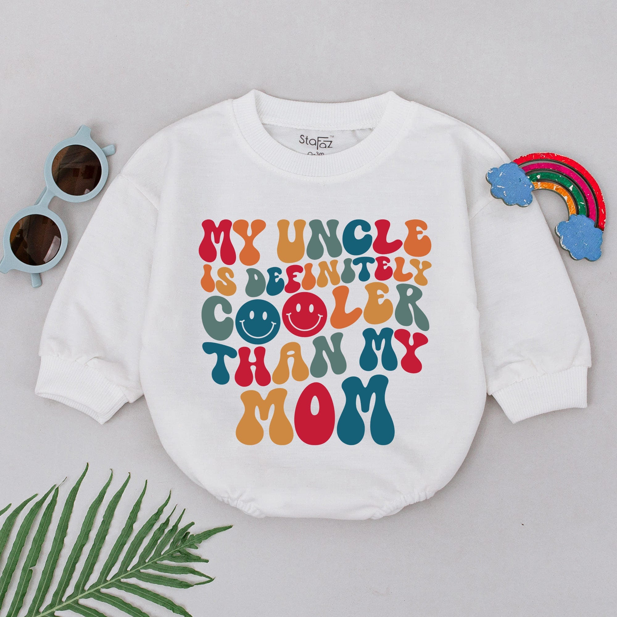 Cool Uncle Baby Romper with Retro 70s Design