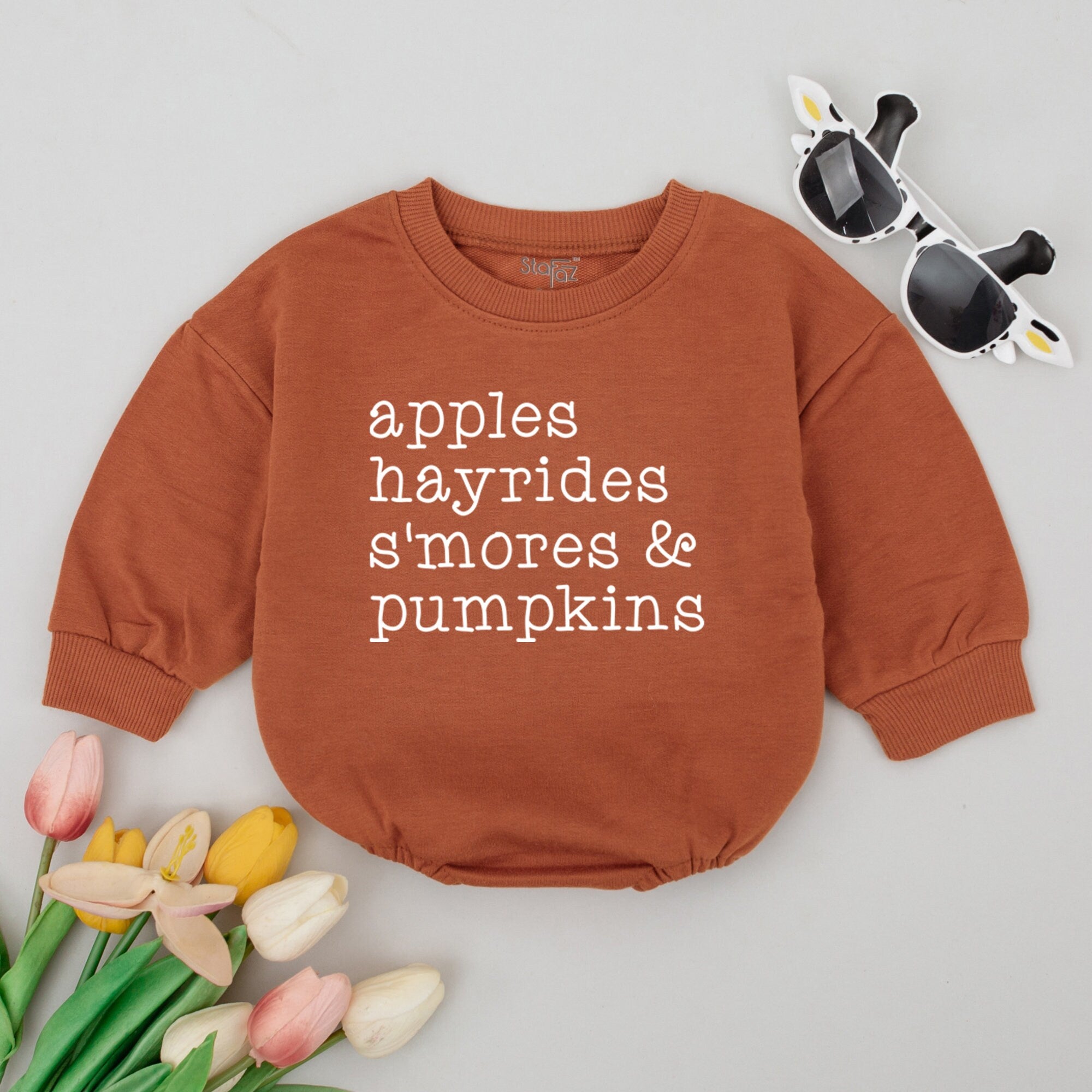 Apples Hayrides S'mores Pumpkins Baby Romper Cozy Fall Bodysuit Vintage Autumn Infant Clothes Thanksgiving Day Soft Cotton Gift