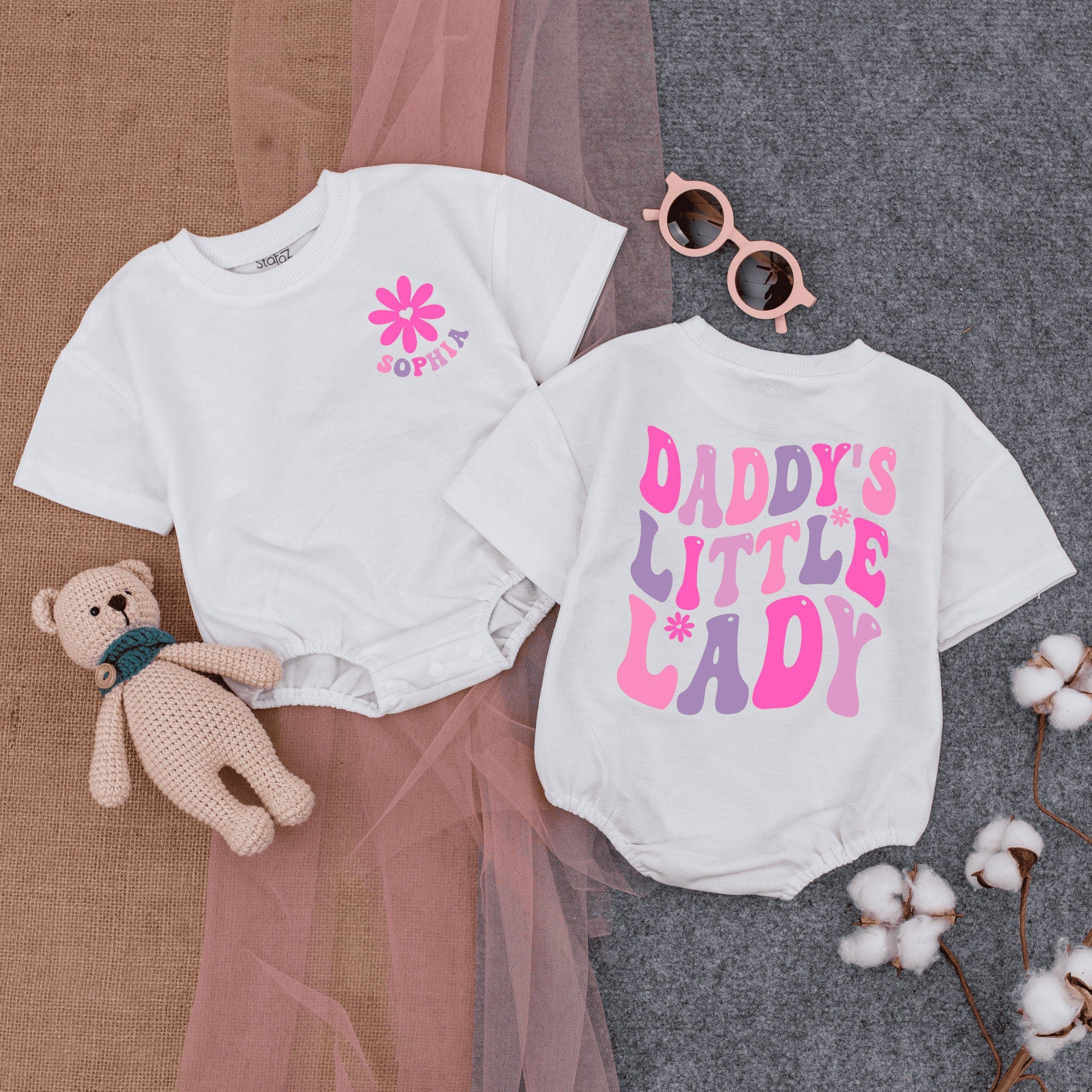Custom Daddy's Little Lady Romper with Name - Perfect Father's Day Gift