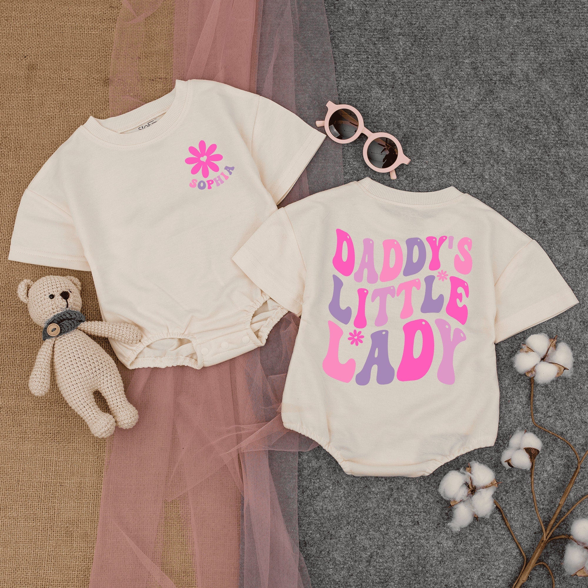 Custom Daddy's Little Lady Romper with Name - Perfect Father's Day Gift