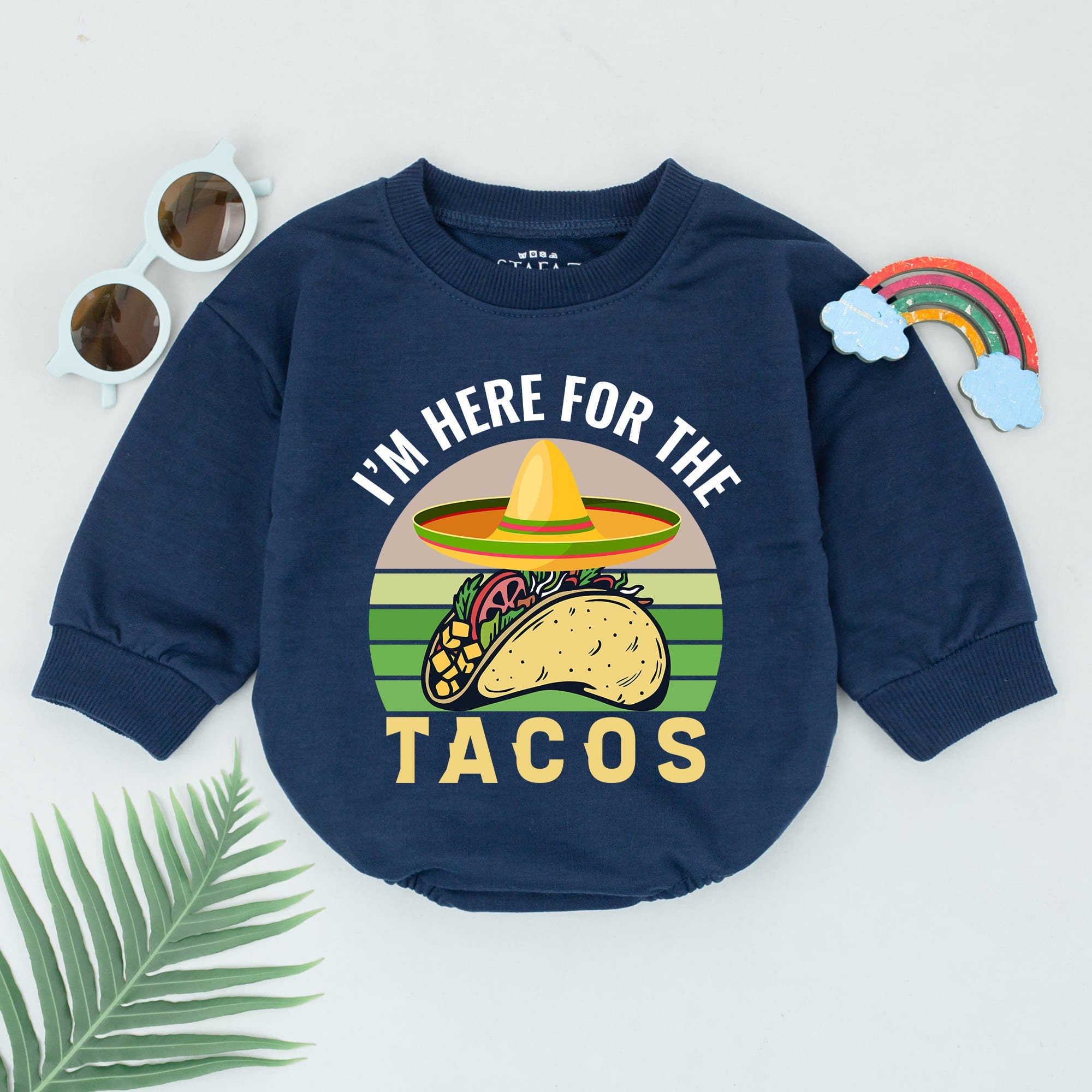 I'm Here for the Tacos Baby Romper Festive Cinco de Mayo Outfit Soft Cotton Infant Bodysuit Colorful Mexican Party Clothes Gift