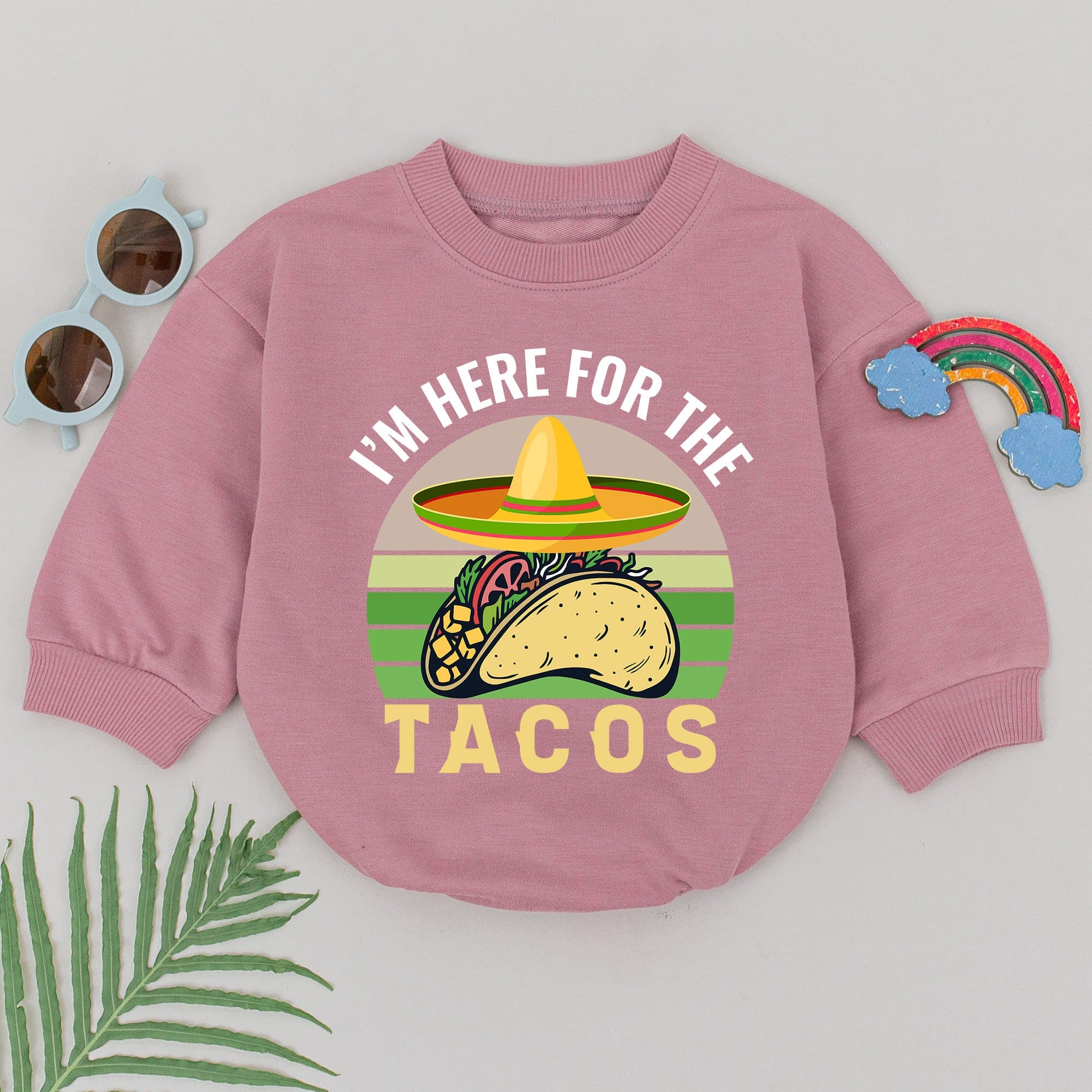 I'm Here for the Tacos Baby Romper Festive Cinco de Mayo Outfit Soft Cotton Infant Bodysuit Colorful Mexican Party Clothes Gift