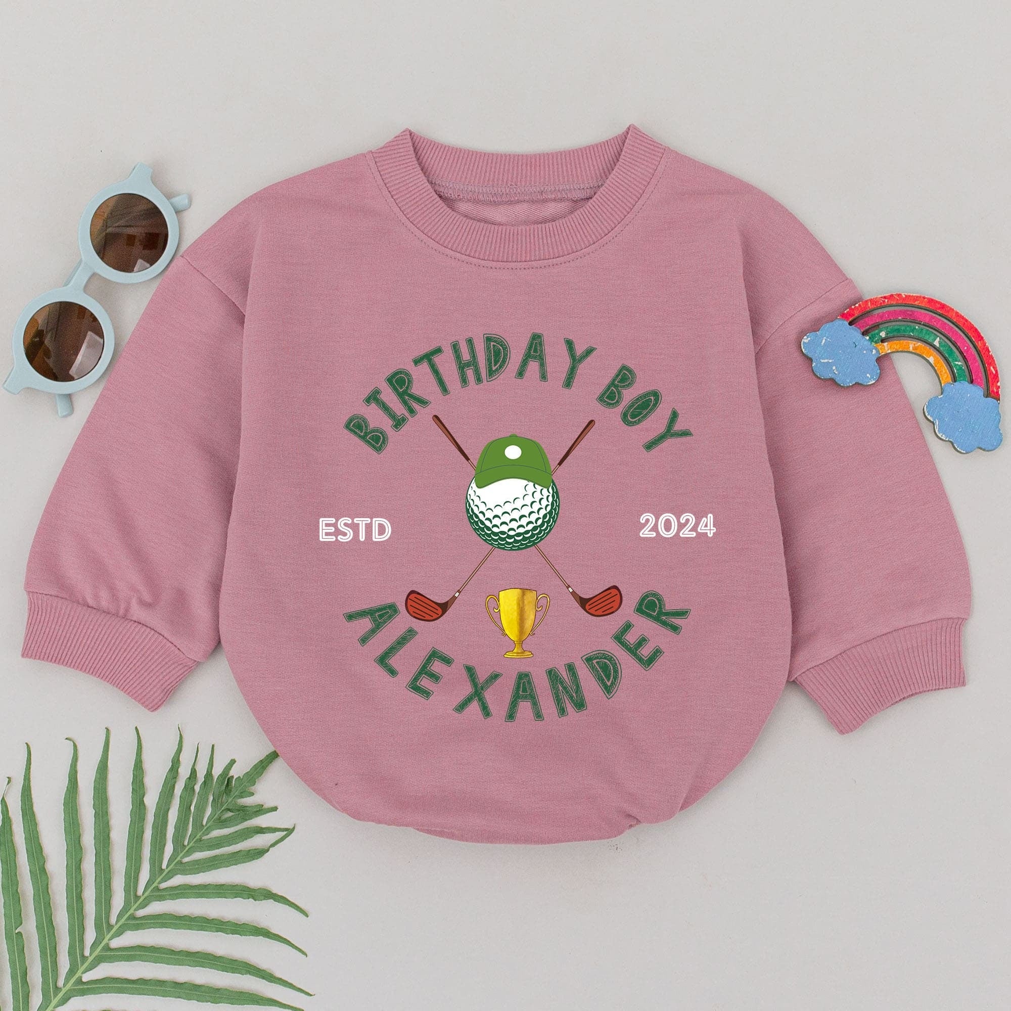 Personalized Golf Birthday Boy Romper with Trophy Design Custom Name Outfit for Baby First Birthday Par Tee Celebration