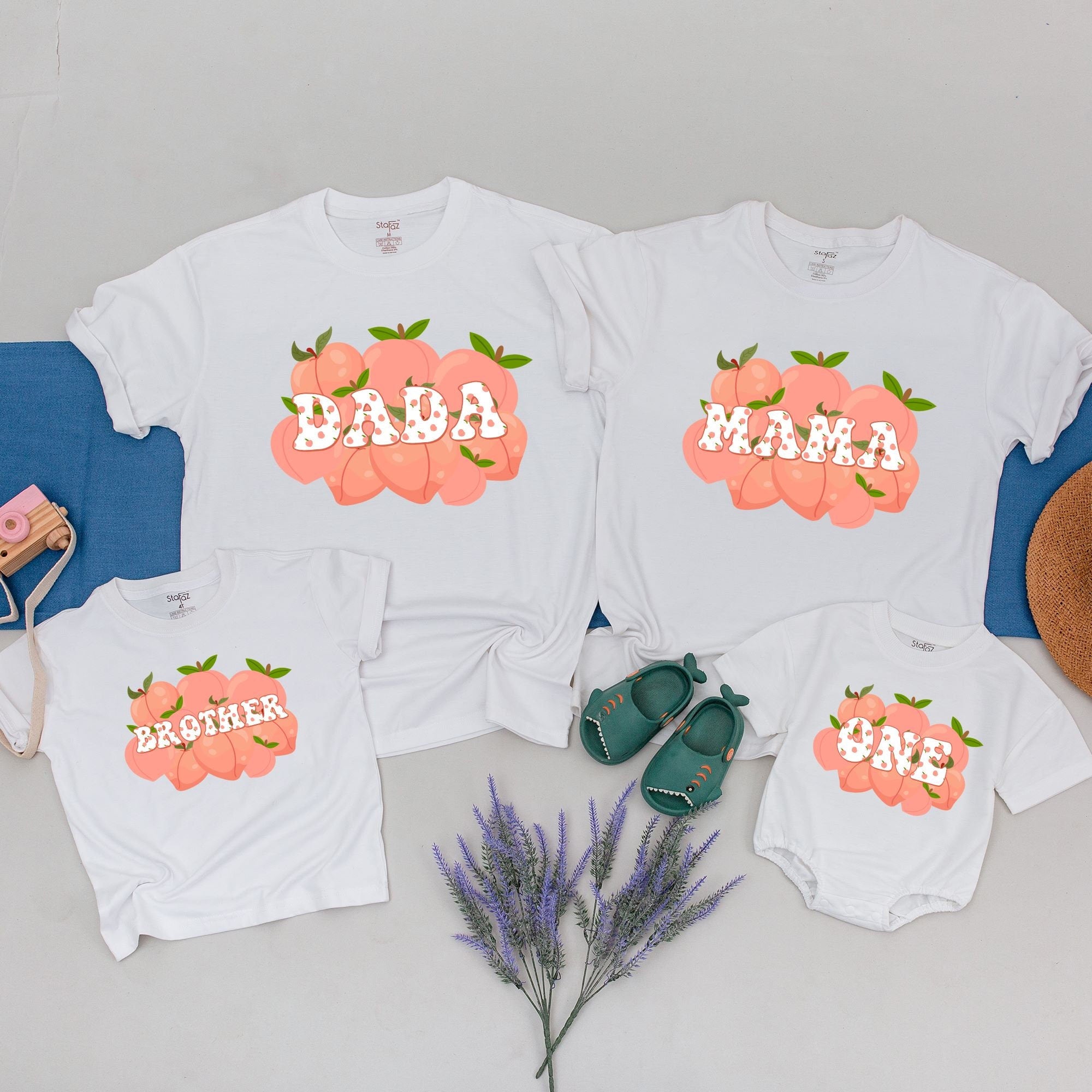 One Sweet Peach 1st Birthday Shirt Family Matching Outfit Personalized Peach Party Attire Baby Toddler Celebration Gift Dada Mama Brother