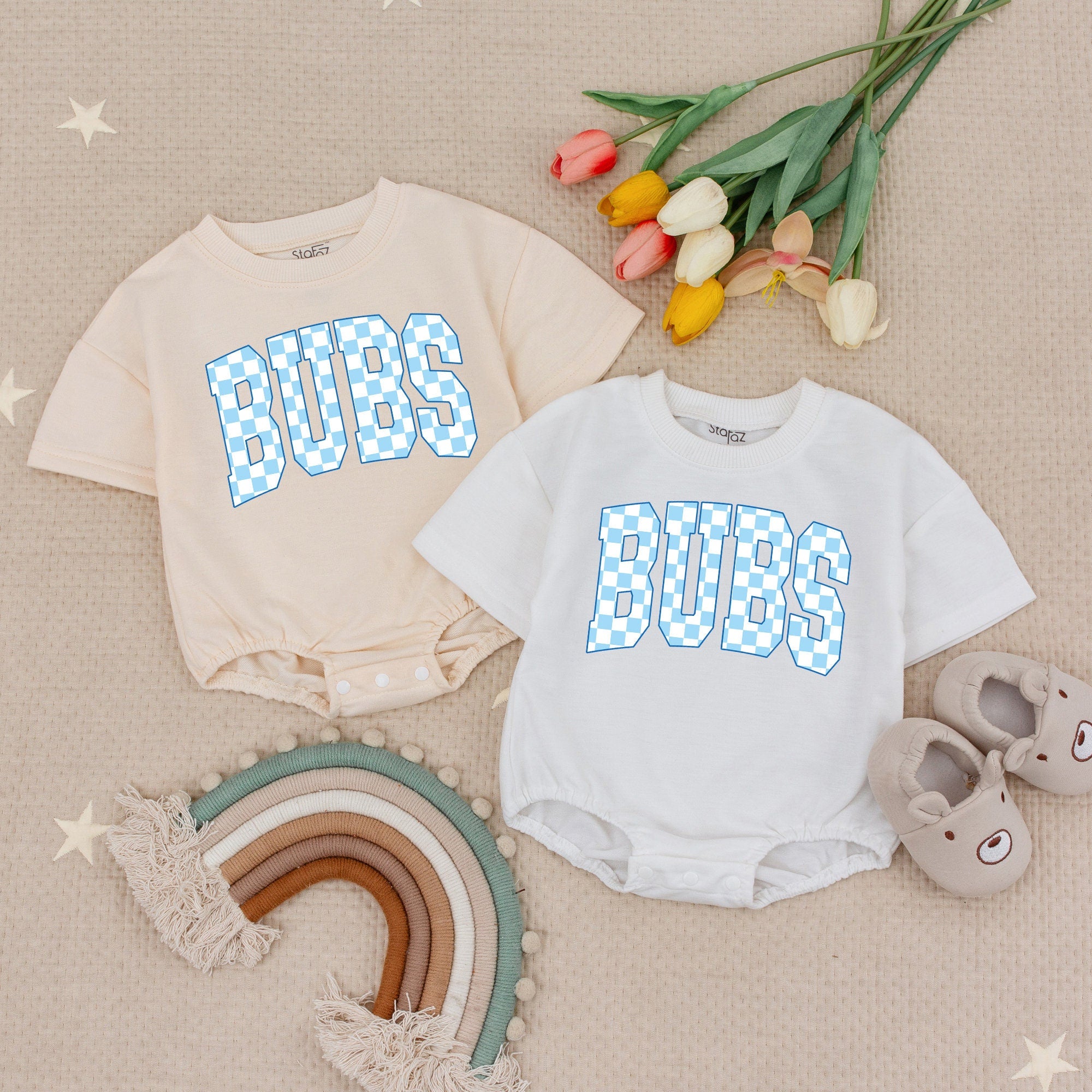 Bubs Checkered Baby Boy Romper for First Birthday