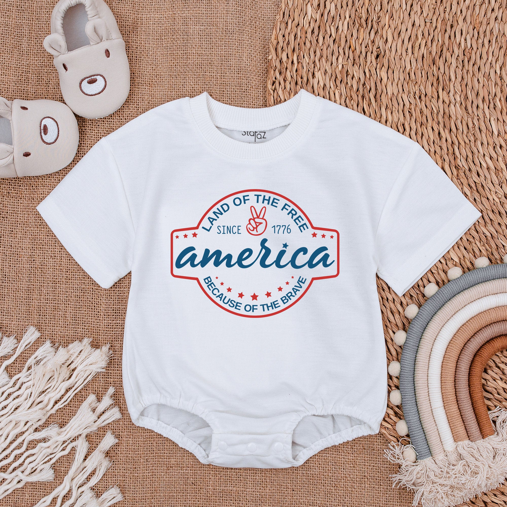 Custom Retro 4th of July Baby Romper with Name - Limited Edition