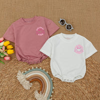 One Happy Babe Birthday Girl Romper with Smiley Face Design