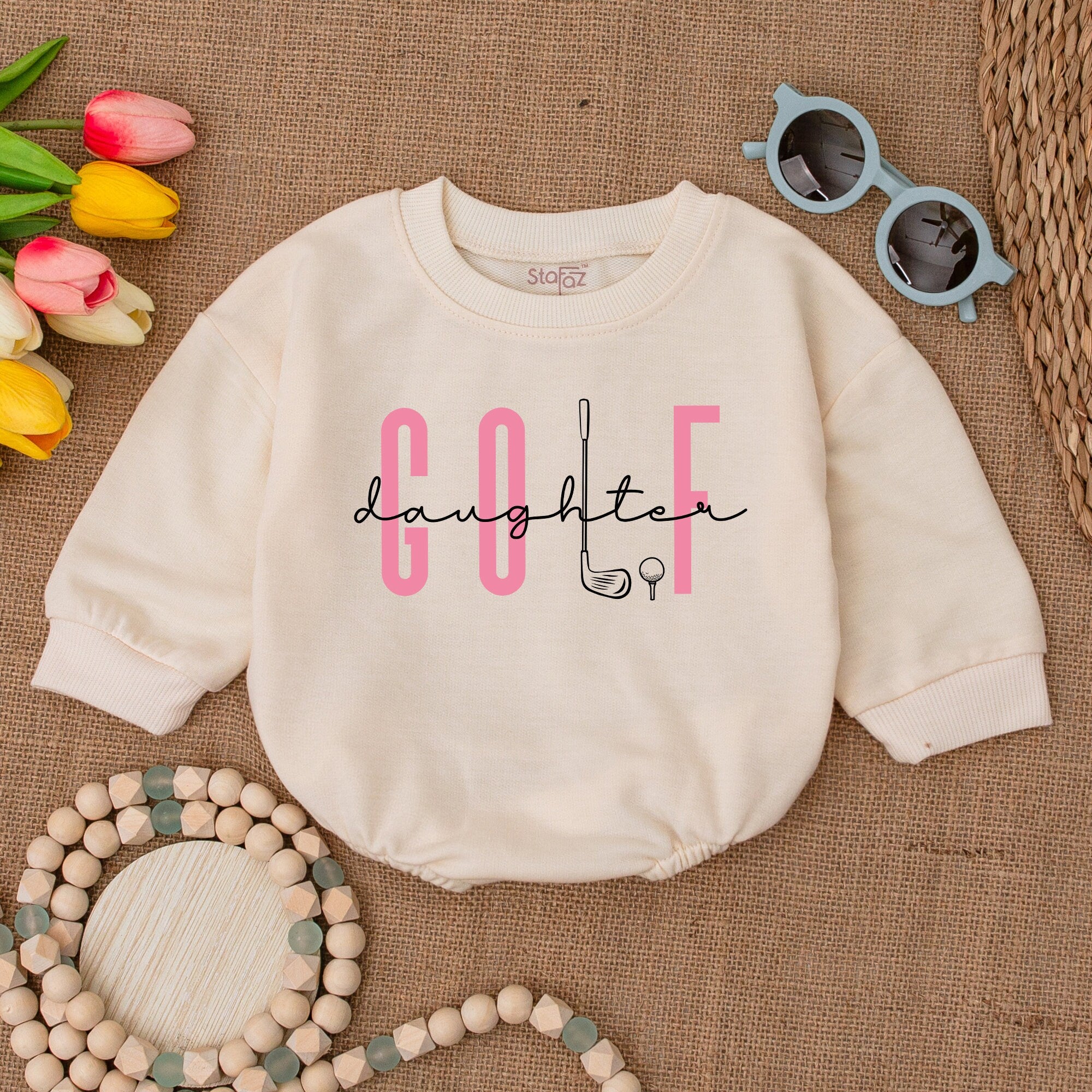 Golf Daughter Baby Romper Daddy's Little Caddy Bodysuit Soft Cotton Playful Pink Black Design Perfect Baby Shower Gift