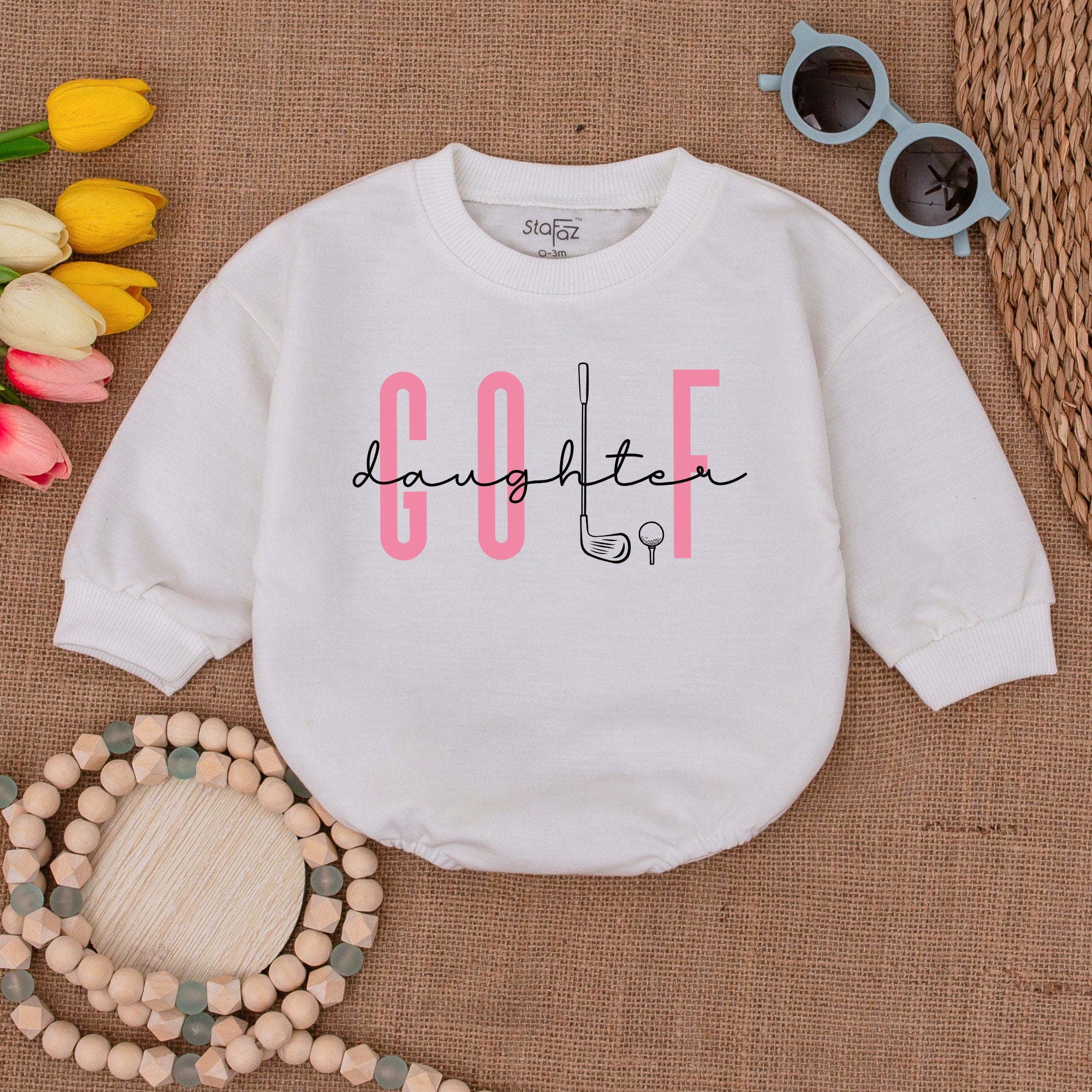 Golf Daughter Baby Romper Daddy's Little Caddy Bodysuit Soft Cotton Playful Pink Black Design Perfect Baby Shower Gift