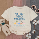 My First Beach Vacation Baby Romper - Cute Summer Bodysuit with Tropical Icons, Soft Cotton, Short-Sleeve Outfit for Baby's 1st Getaway