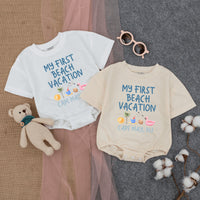 My First Beach Vacation Baby Romper - Cute Summer Bodysuit with Tropical Icons, Soft Cotton, Short-Sleeve Outfit for Baby's 1st Getaway