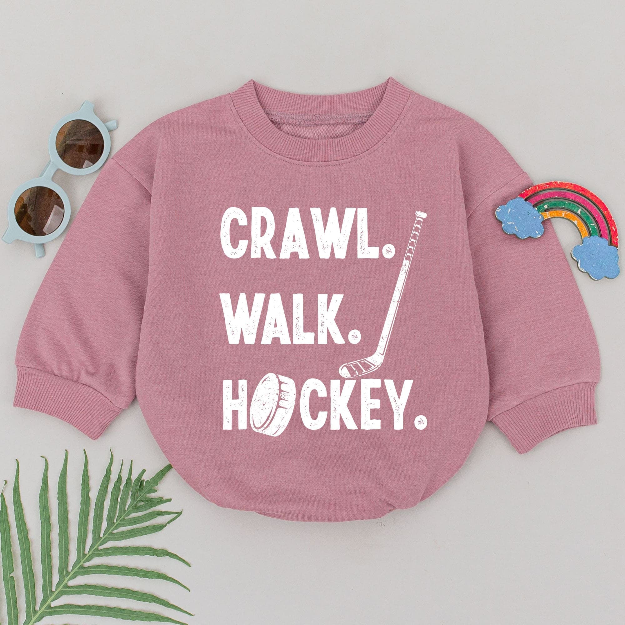 Crawl. Walk. Hockey. Baby Romper for Little Sports Fans