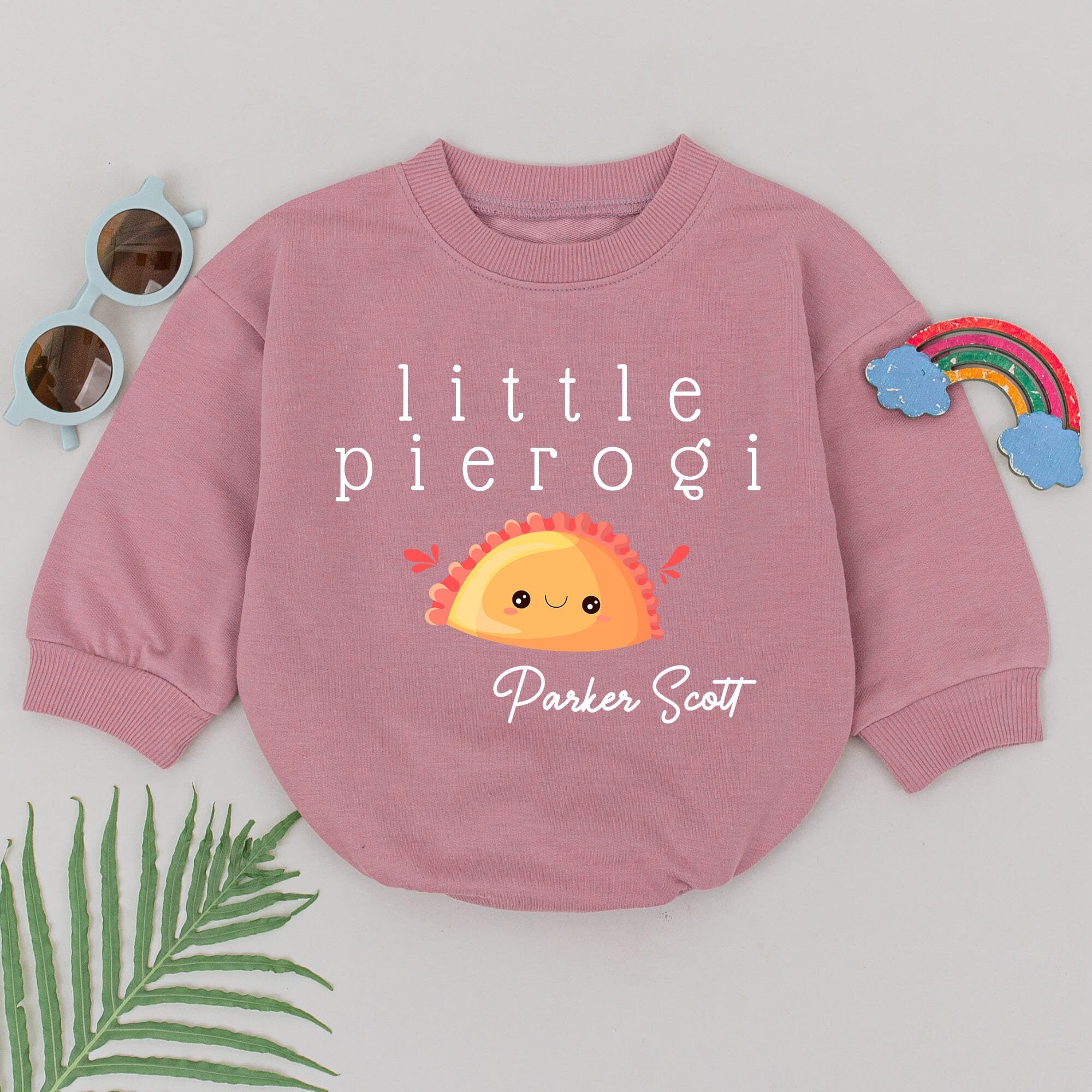 Little Pierogi Baby Romper Personalized Foodie Outfit Cotton Newborn Gift Cute Smiling Character Polish Pastry Design for Boys Girls
