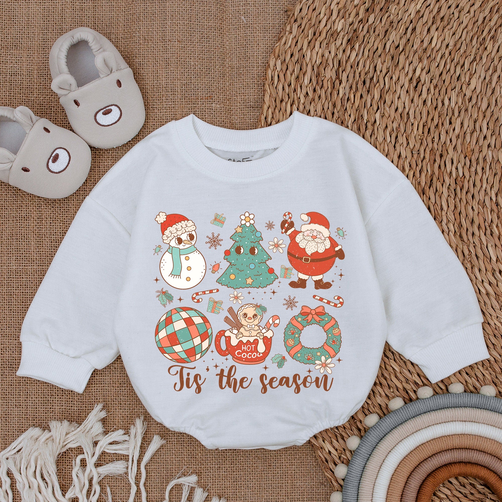 Retro Santa Baby Outfit – Cozy Holiday Romper for Festive Joy