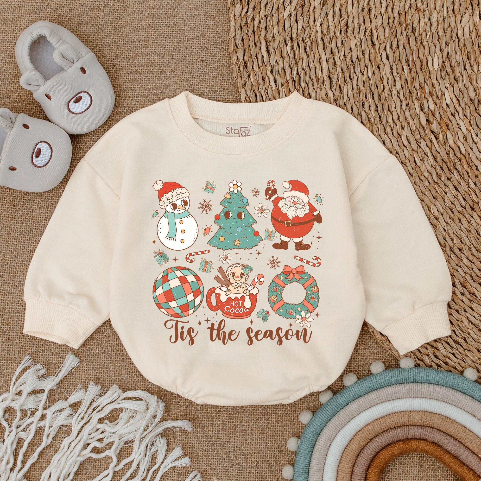 Retro Santa Baby Outfit – Cozy Holiday Romper for Festive Joy