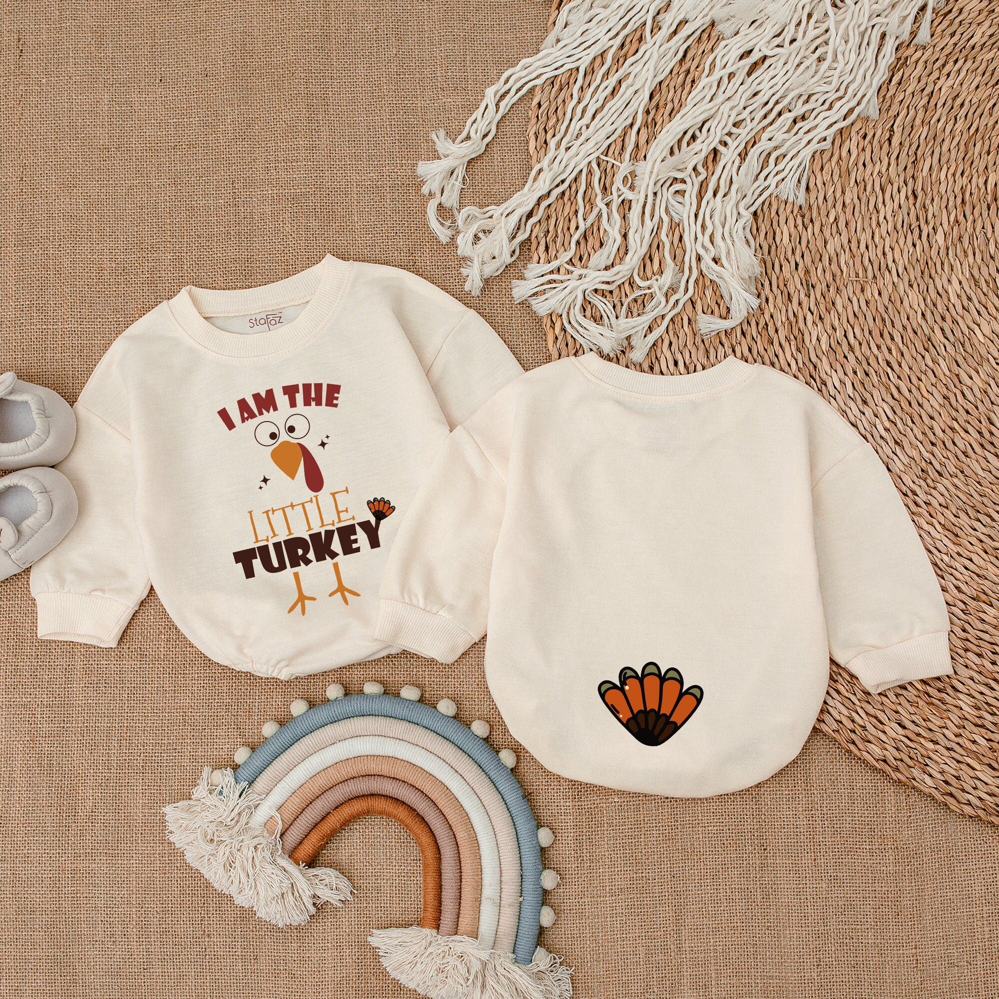 Little Turkey Infant Romper Thanksgiving Outfit Soft Cotton Baby's First Holiday Celebration Warm Festive Design Gender Reveal Fall