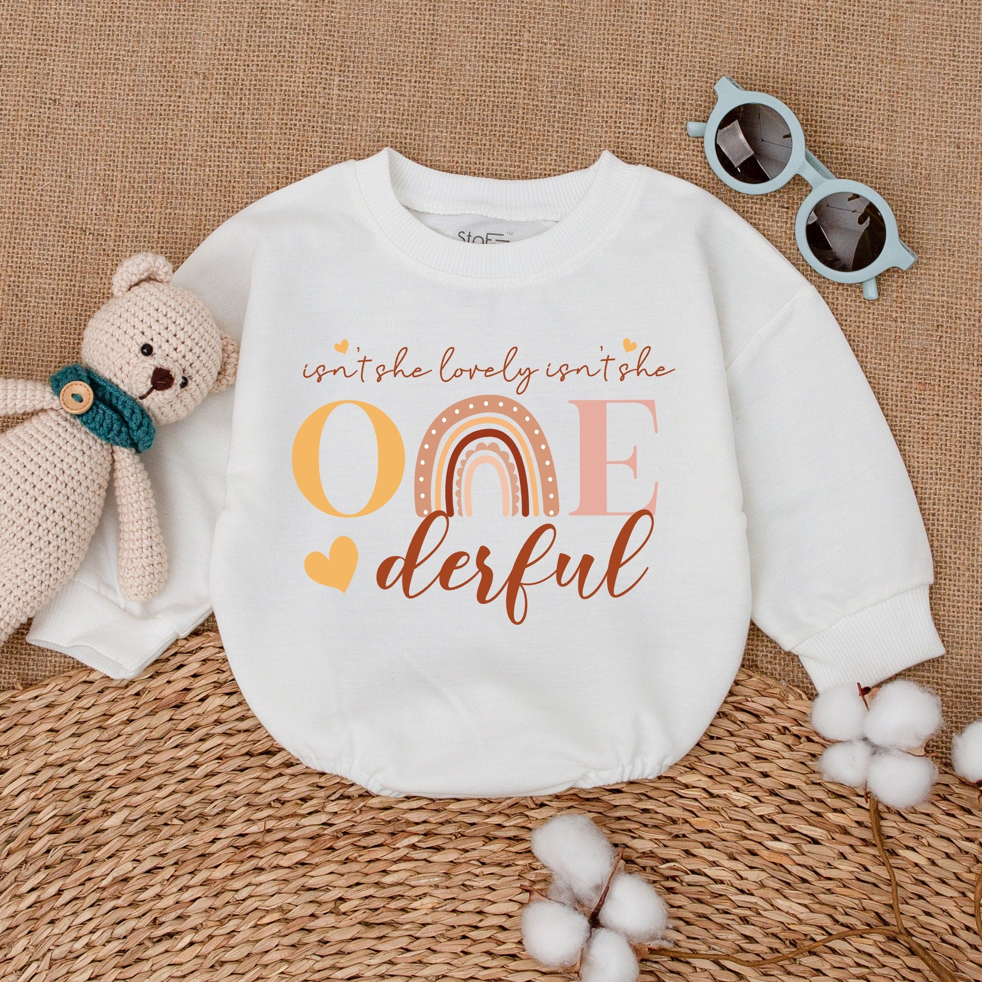 Lovely Onederful 1st Birthday Romper - Boho Rainbow Design