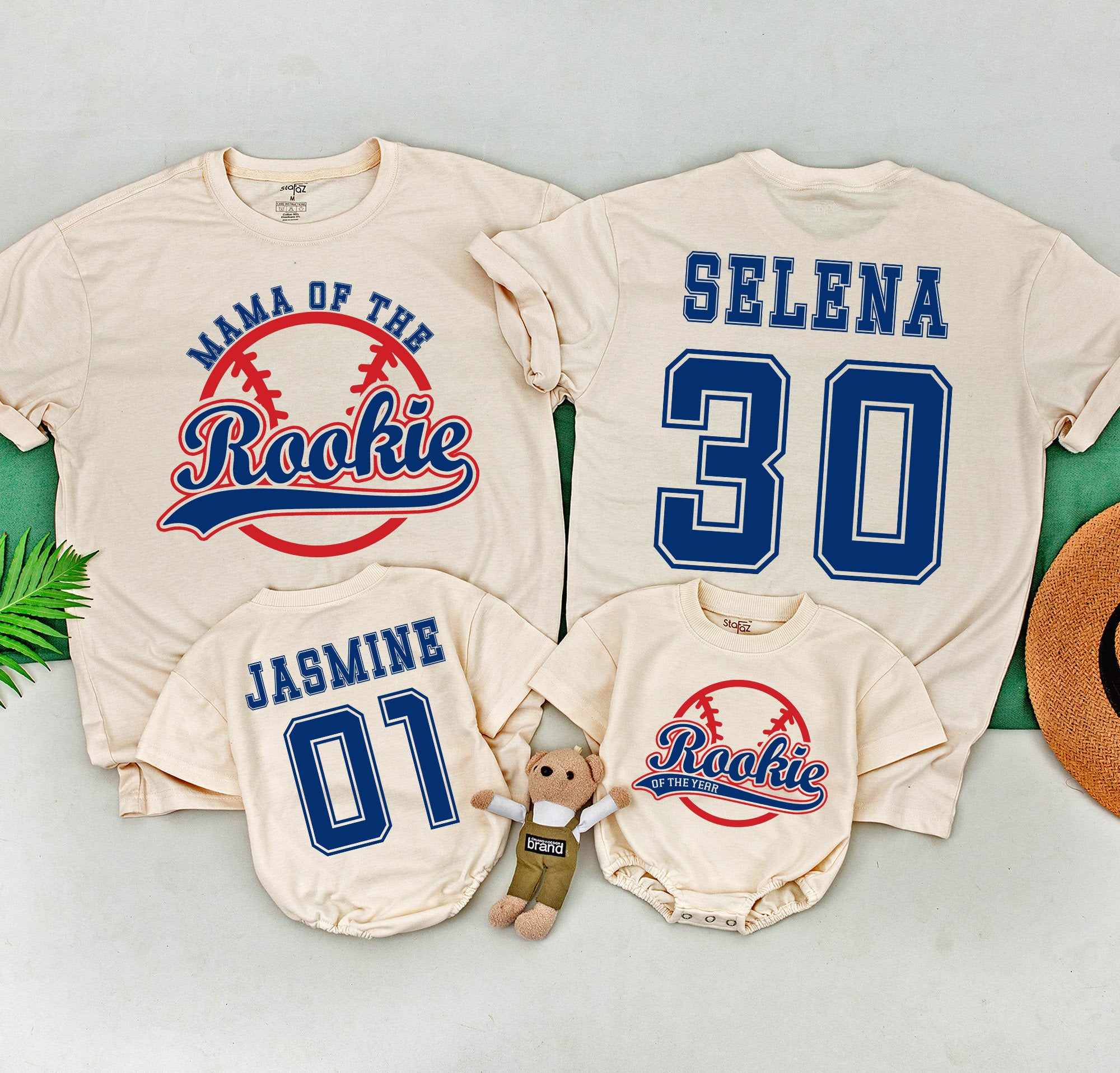 Personalized Rookie Family Baseball Tee with Custom Names