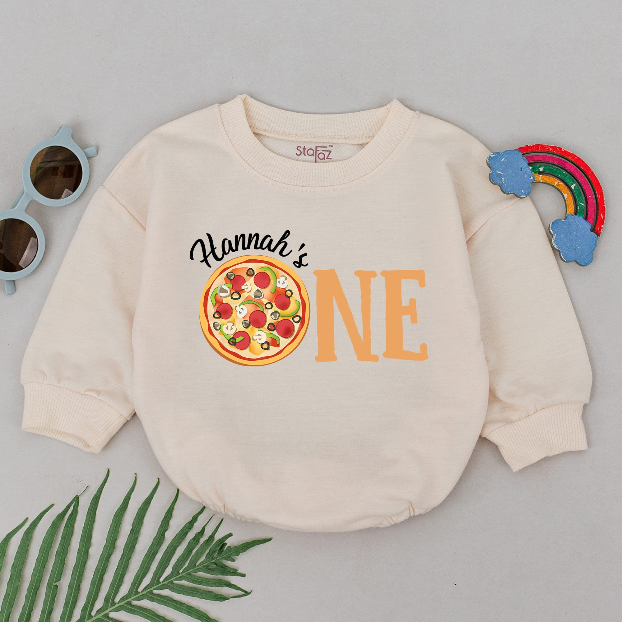 Custom Pizza Birthday Romper with Name - Personalized Gift