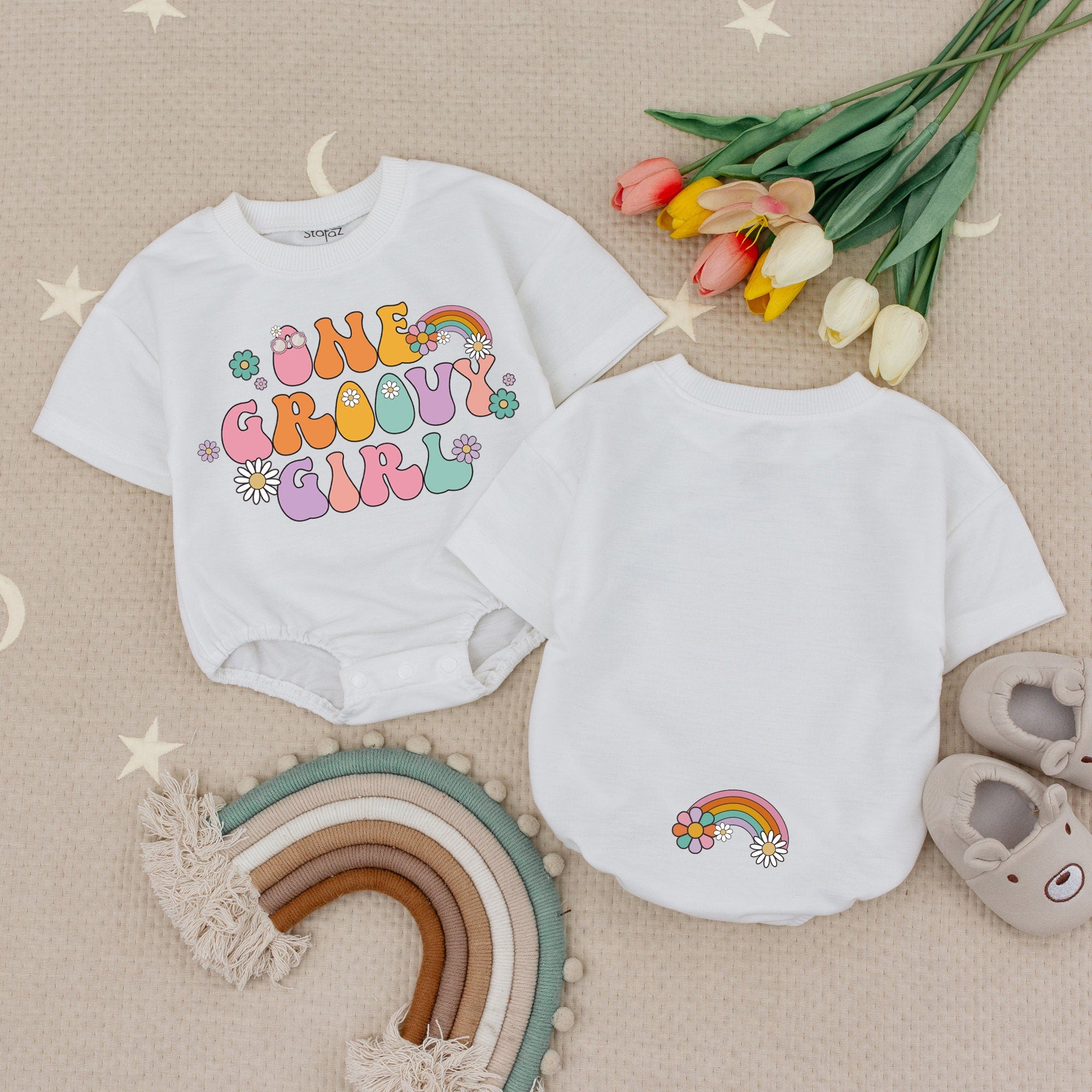 One Groovy Girl Retro Romper for First Birthday Fun