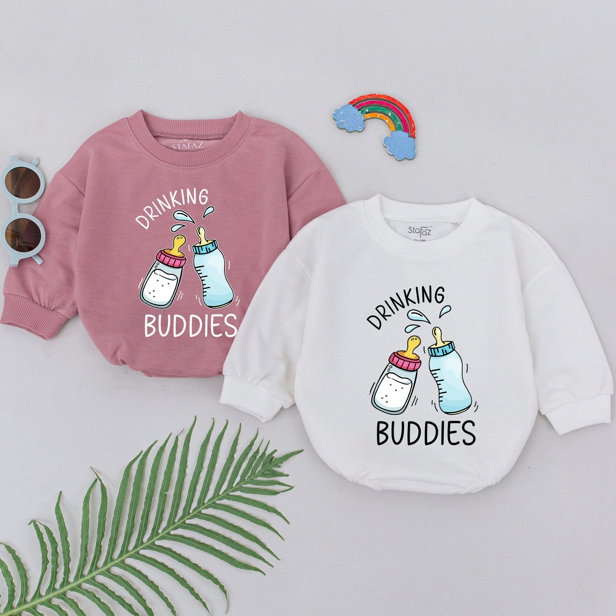 Fun Drinking Buddies Romper - Baby Besties Outfit for Boys & Girls