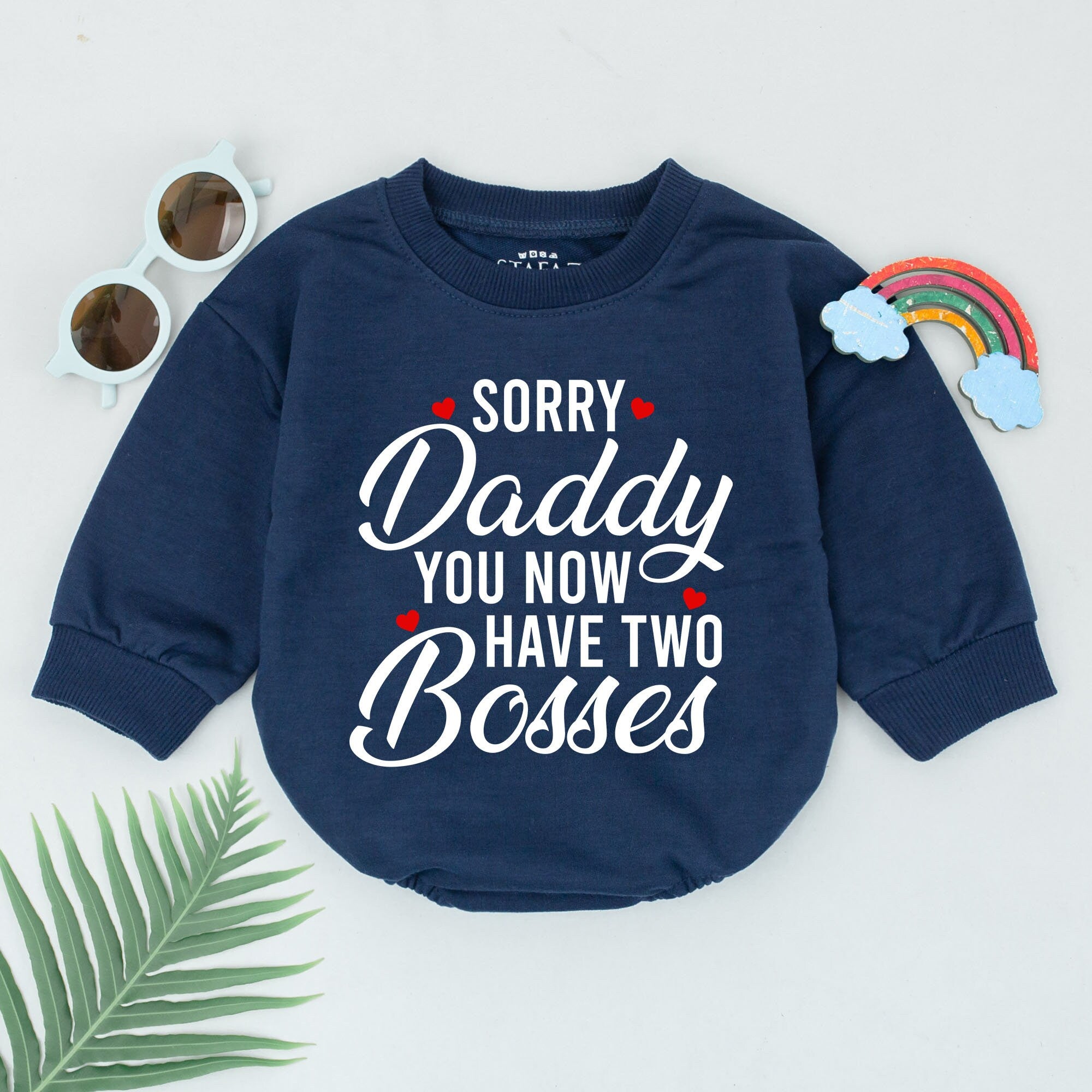 Sorry Daddy You Now Have Two Bosses Baby Romper Playful Father's Day Gift for Girls Boys Cute Hearts Design Soft Cotton Newborn Outfit