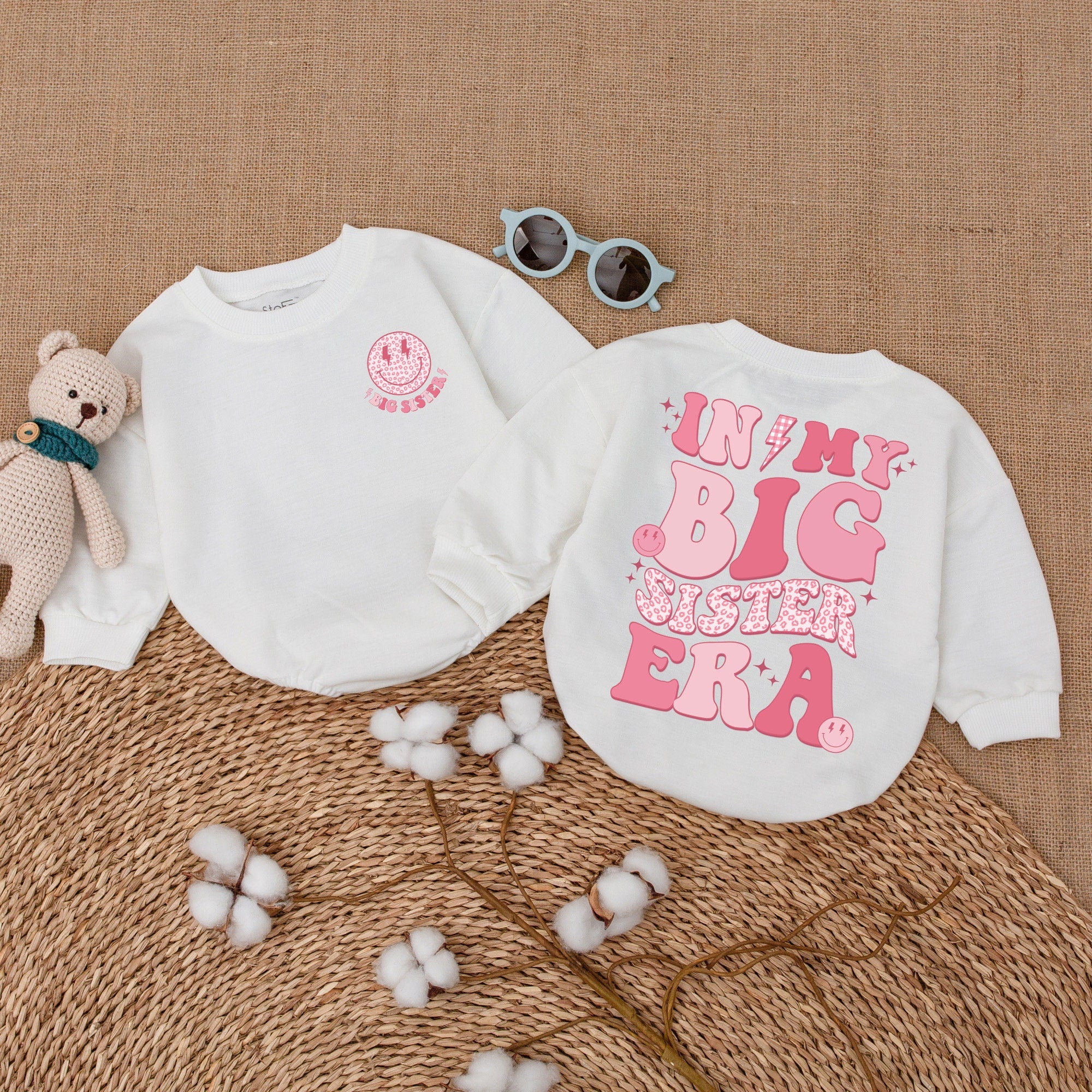 Pink Big Sister Era Romper – Playful Style & Joyful Memories