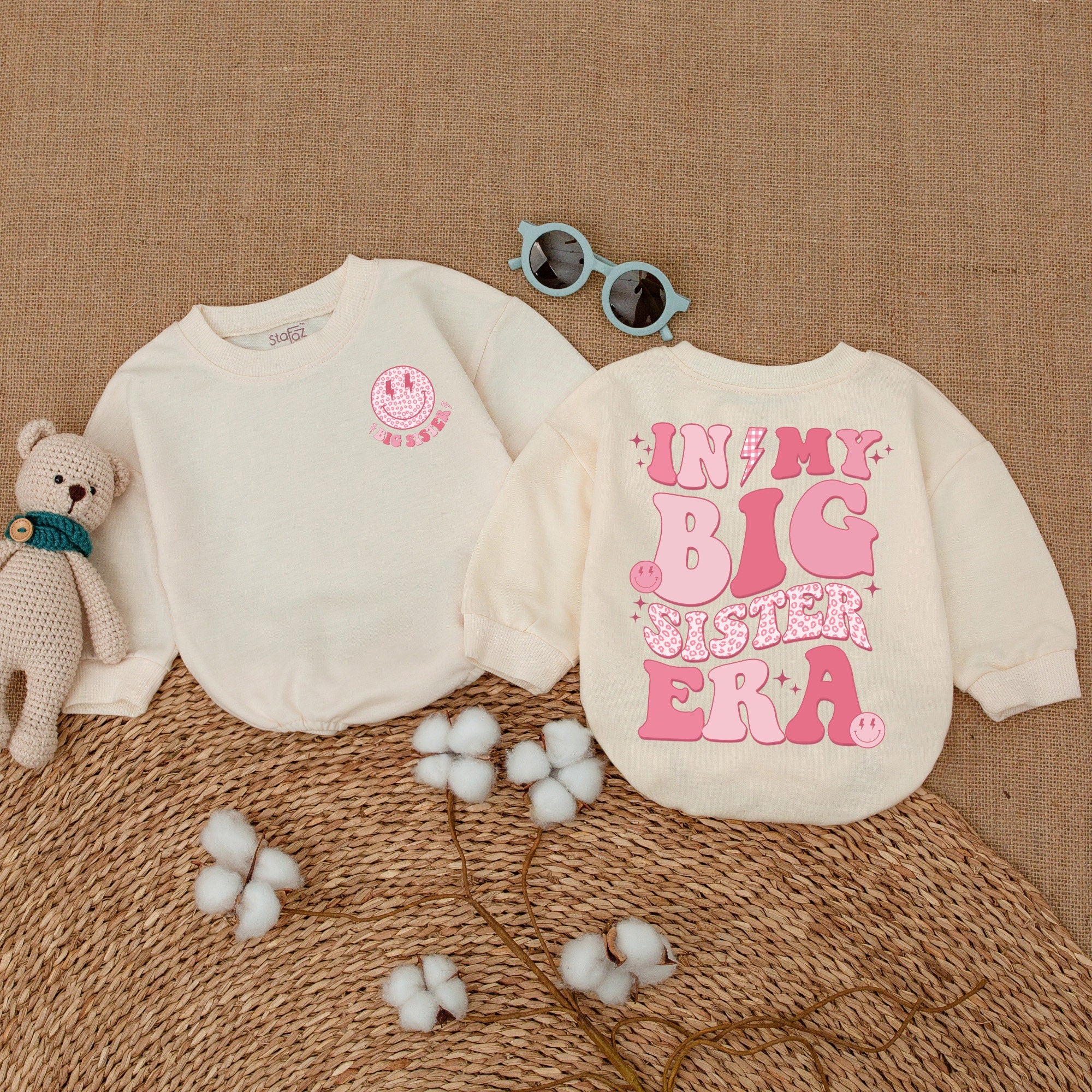 Pink Big Sister Era Romper – Playful Style & Joyful Memories