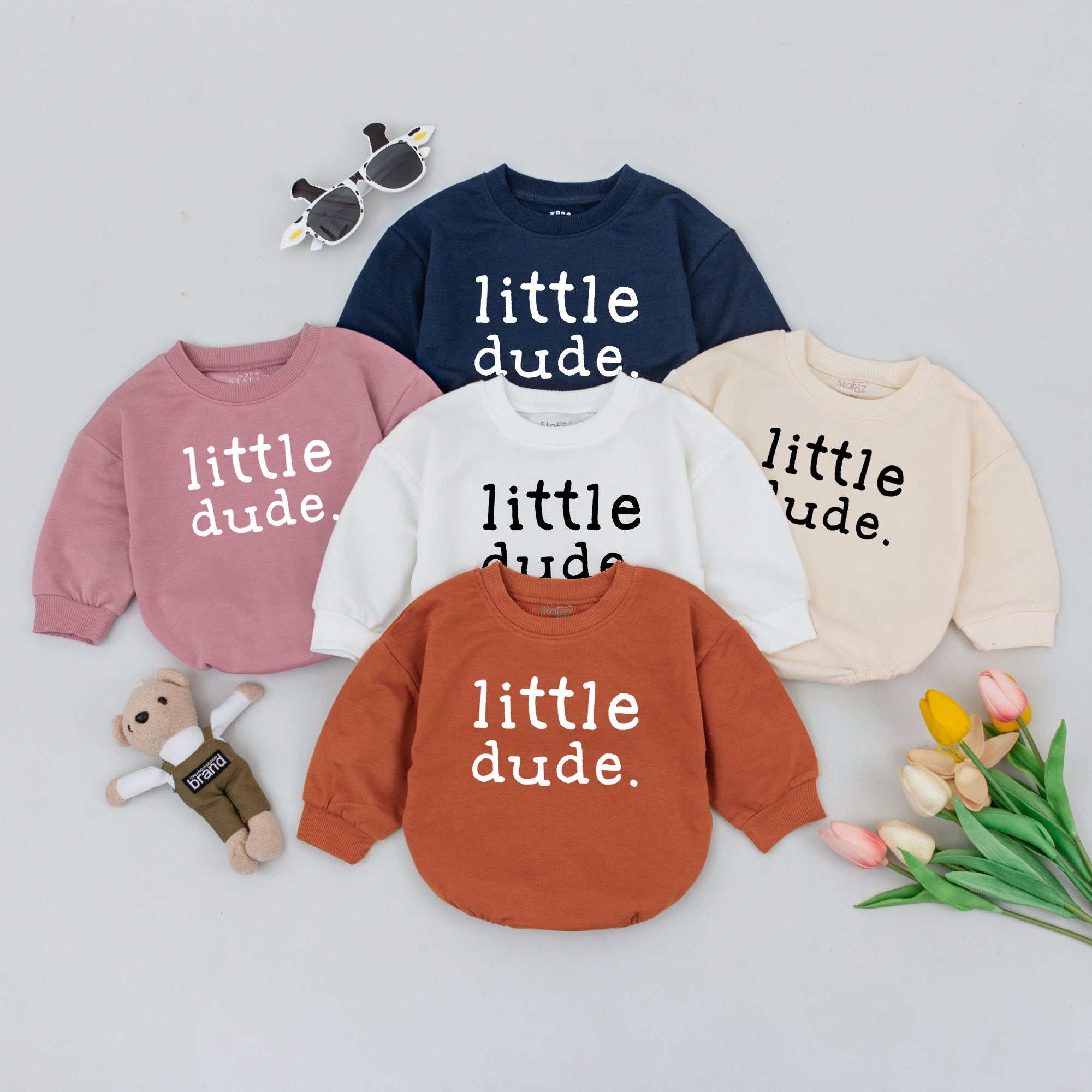 Little Dude Baby Romper for Boys, Cute Newborn Gift