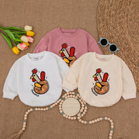 Playful Turkey Hand Baby Romper Thankful Bodysuit Thanksgiving Outfit Soft Cotton Festive Fall Infant Clothing Autumn Colors