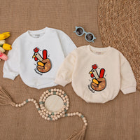 Playful Turkey Hand Baby Romper Thankful Bodysuit Thanksgiving Outfit Soft Cotton Festive Fall Infant Clothing Autumn Colors