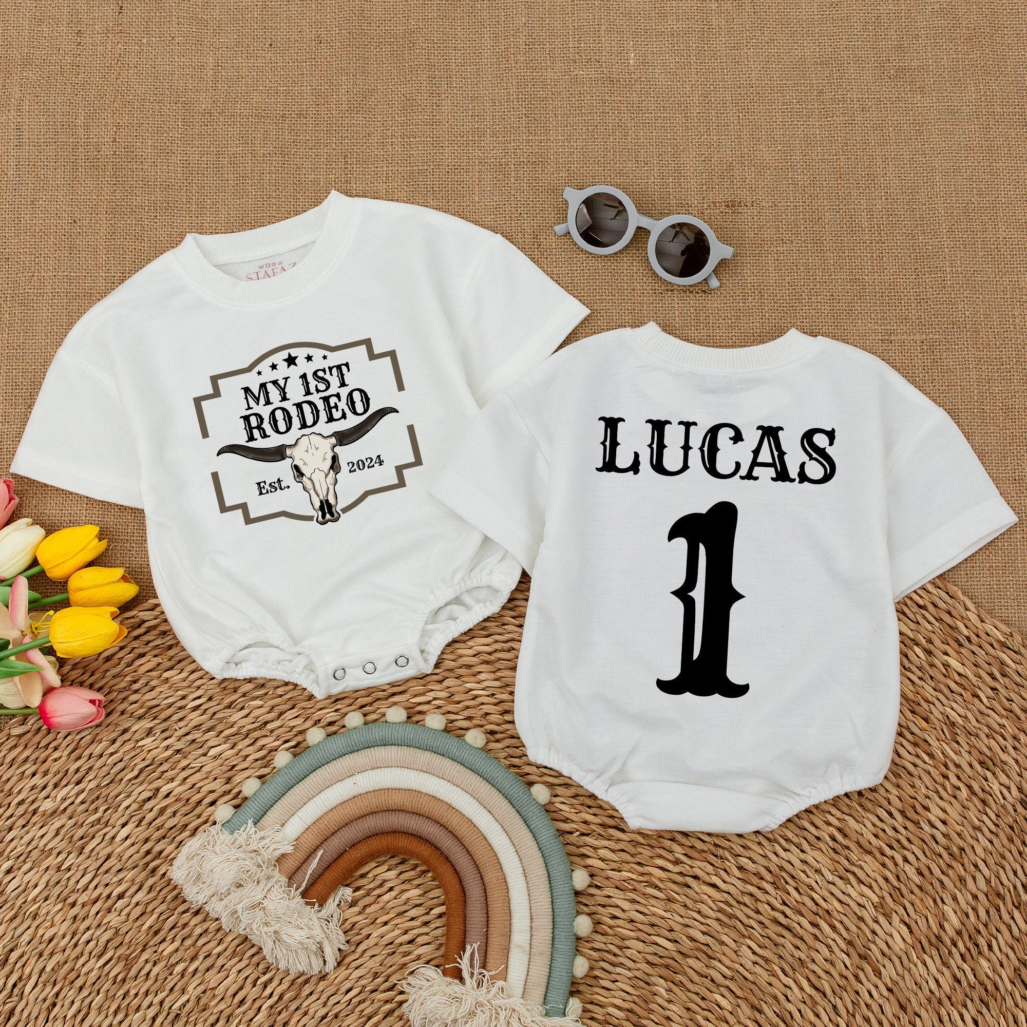 Custom My First Rodeo Romper with Name & Year