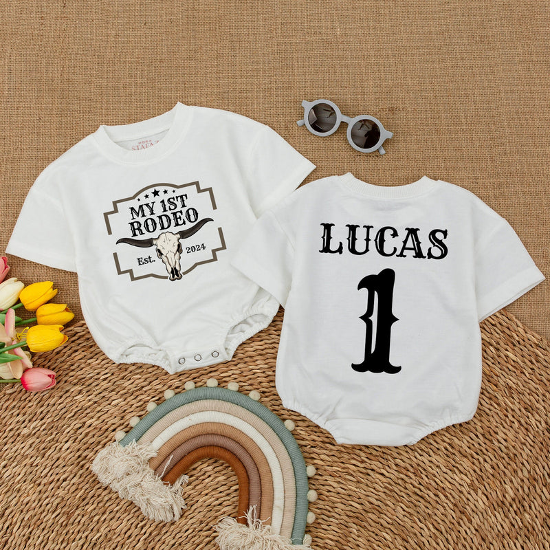 Custom My First Rodeo Romper with Name & Year - Personalized Gift
