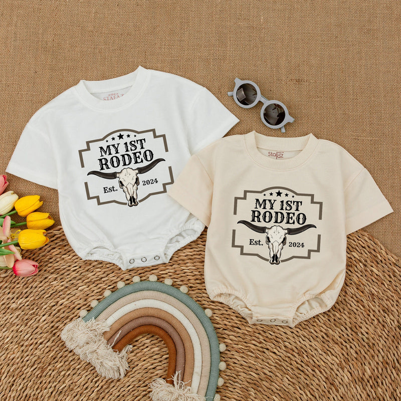 Custom My First Rodeo Romper with Name & Year - Personalized Gift