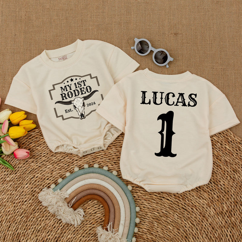 Custom My First Rodeo Romper with Name & Year - Personalized Gift