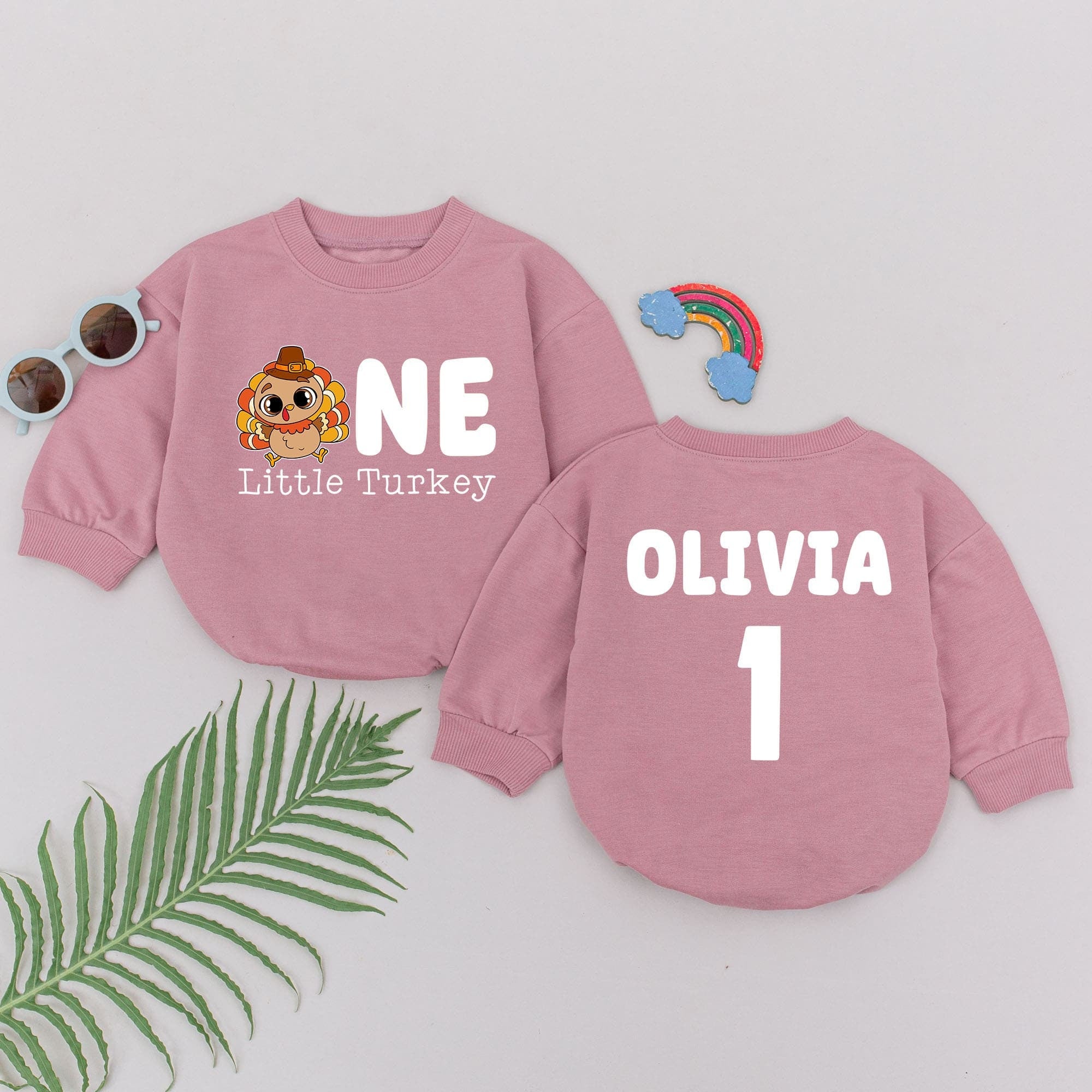 Personalized Little Turkey Romper for First Thanksgiving