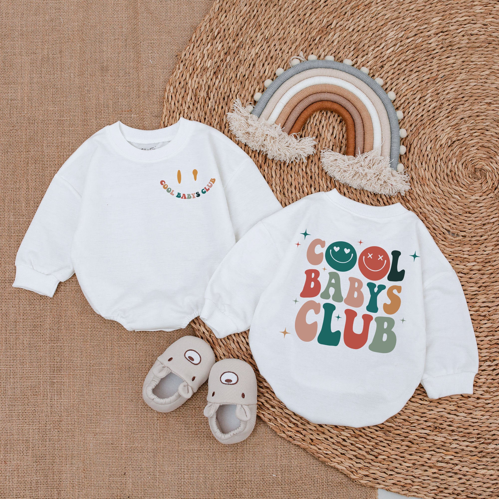 Cool Babys Club Colorful Romper or Sweater Baby Girl Toddler Outfit Playful Text with Smiley Stars Perfect Baby Shower Gift