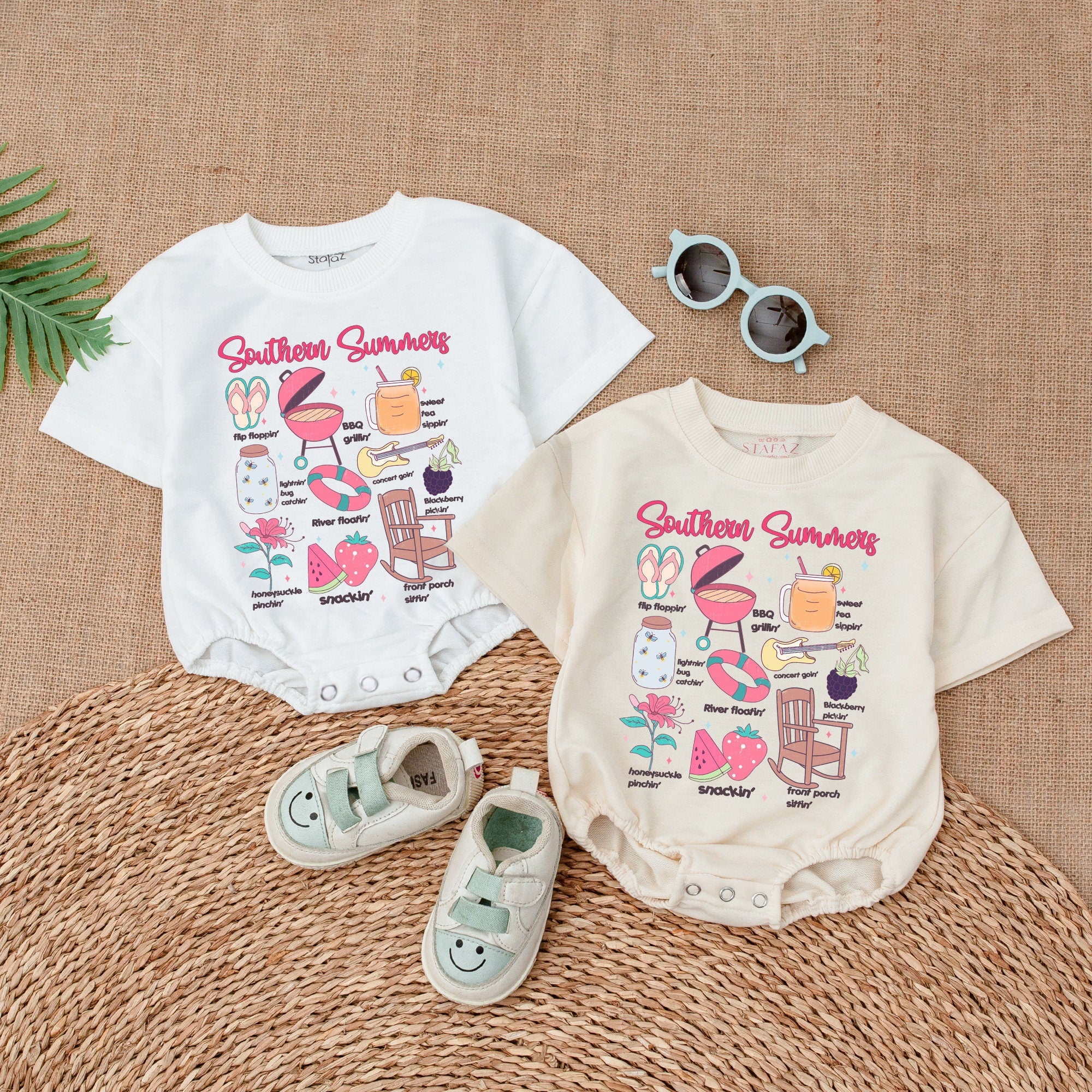 Southern Summers Baby Girl Romper with Playful Summer Design