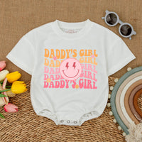 Daddy's Girl Romper with Smiley Face Lightning Eyes Vibrant Colors Soft Cotton Short Sleeve Baby Toddler Outfit Fun Playful Design