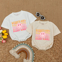 Daddy's Girl Romper with Smiley Face Lightning Eyes Vibrant Colors Soft Cotton Short Sleeve Baby Toddler Outfit Fun Playful Design