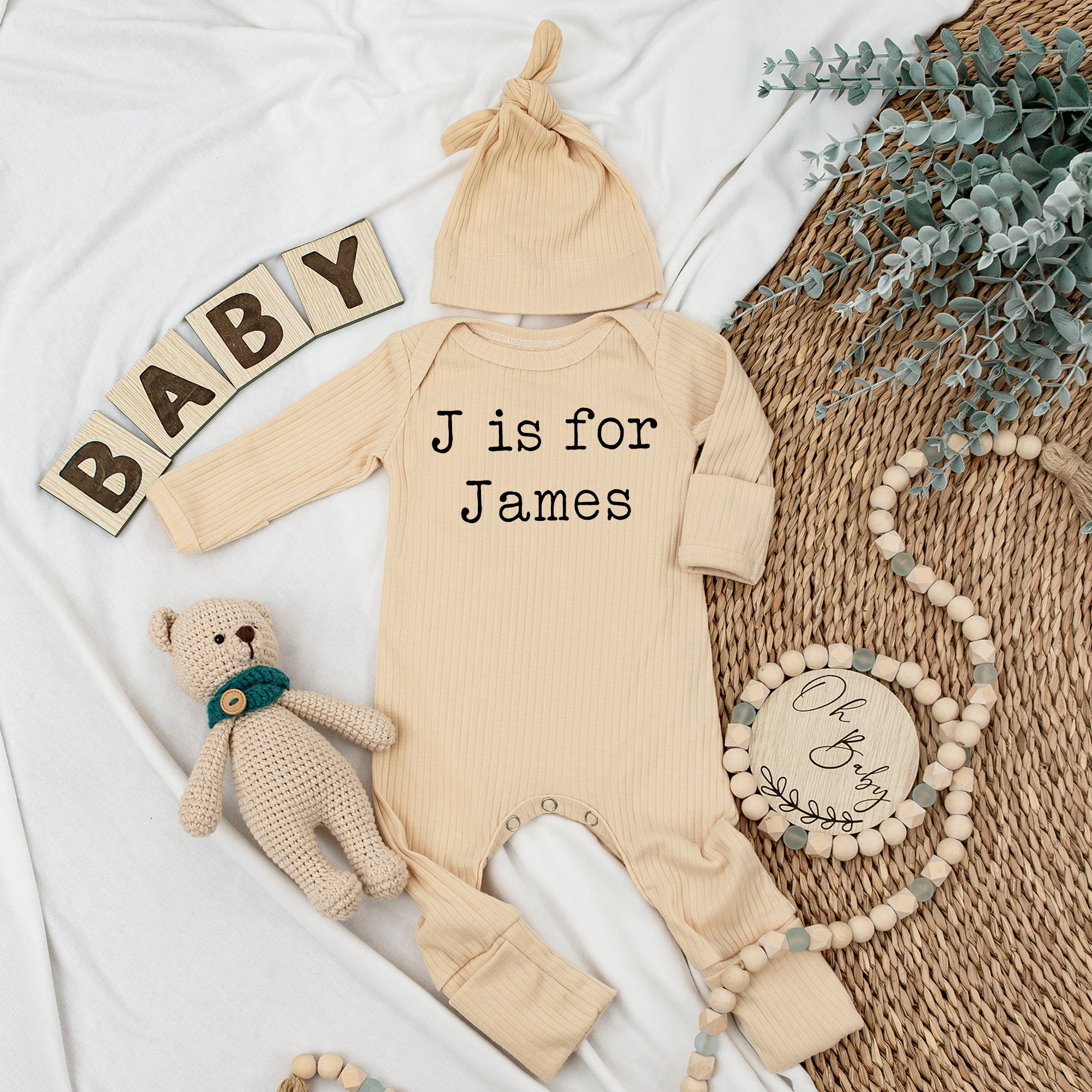 Personalized J is for James Baby Bodysuit Soft Cotton Infant Gift Perfect for Baby Showers and Birthdays Custom Name Apparel