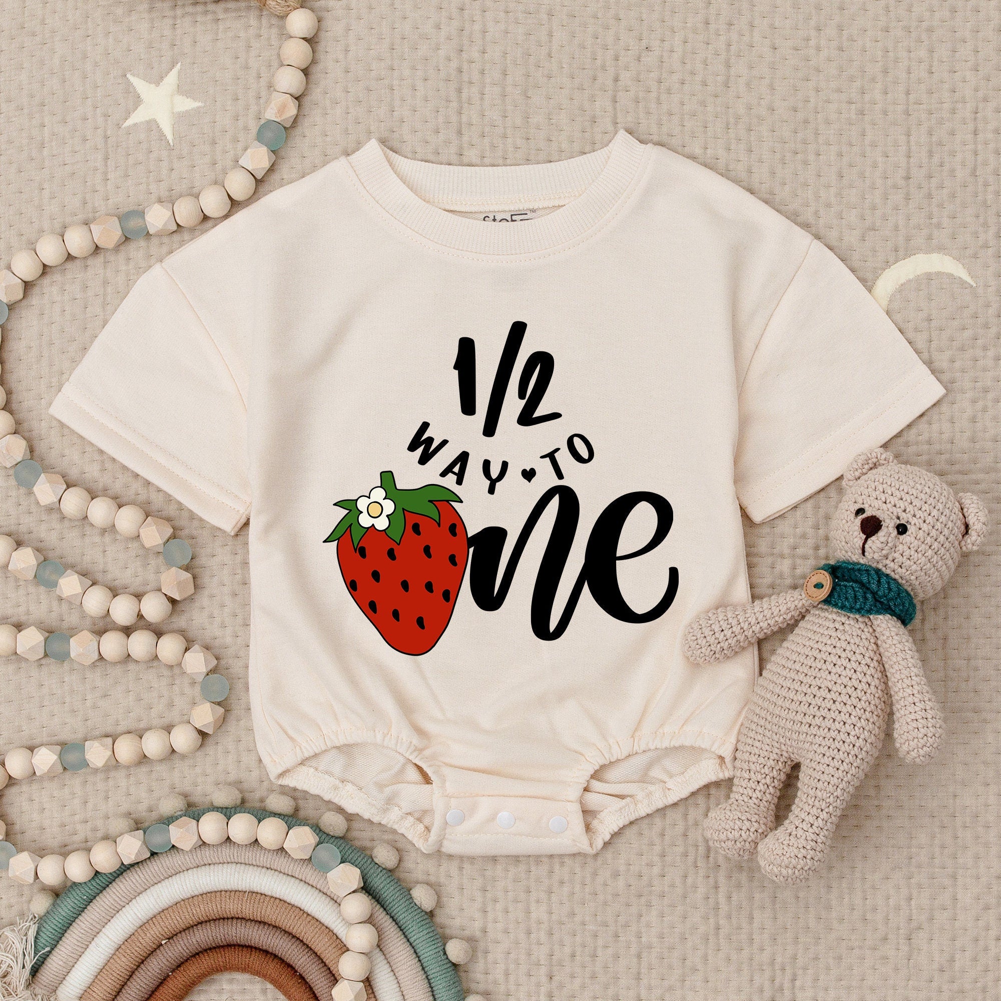 Strawberry Half Birthday Baby Girl Romper