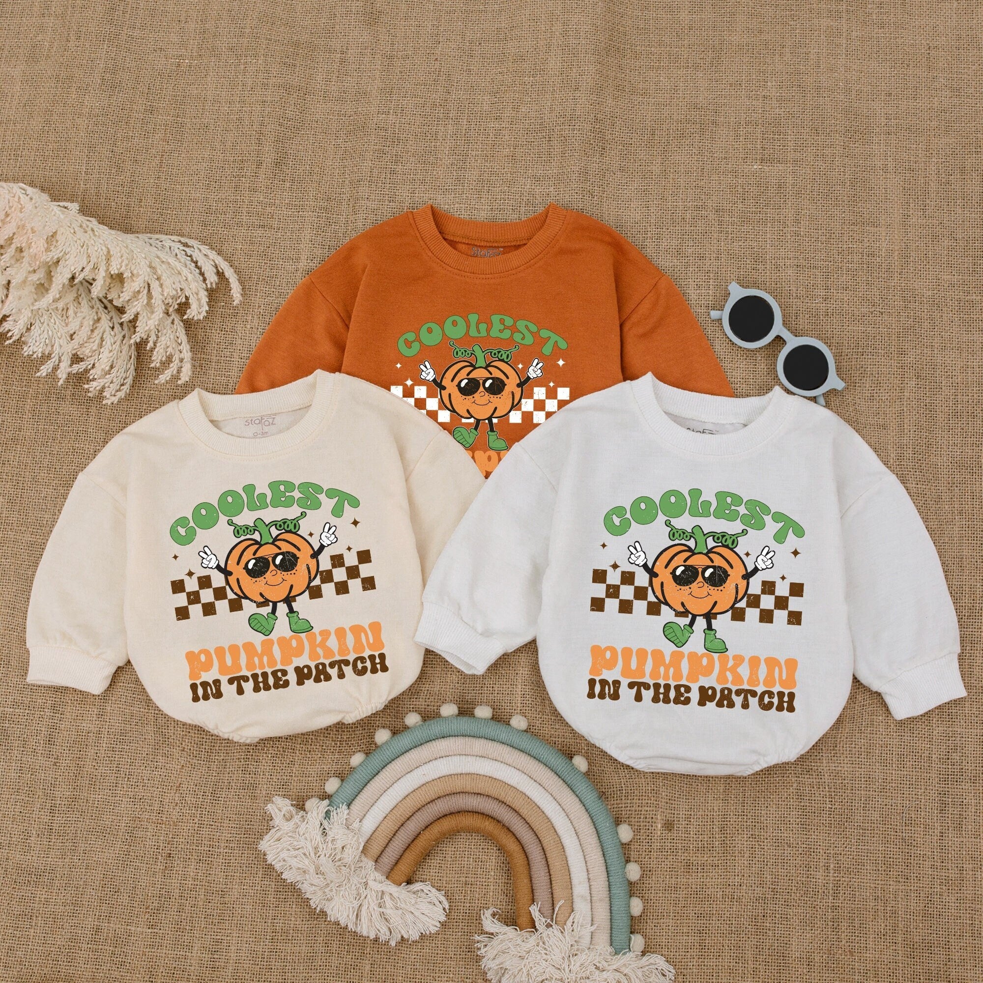 Coolest Pumpkin Baby Romper Fun Sunglasses Design Fall Bodysuit Thanksgiving Outfit Soft Cotton Infant Clothing Baby Shower Gift