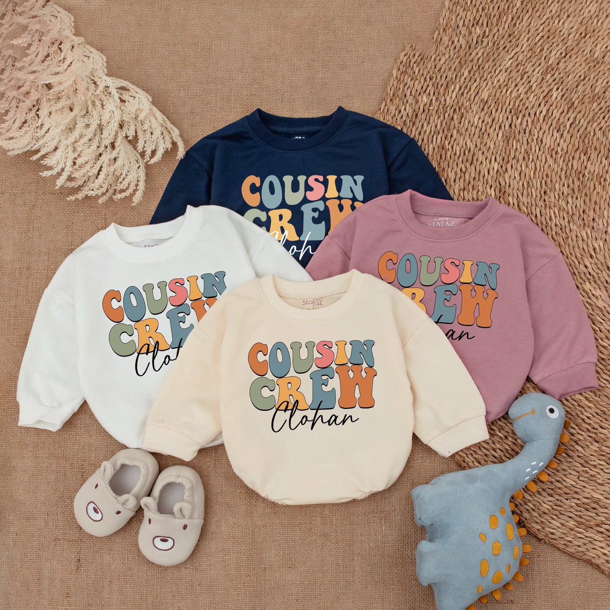 Personalized Cousin Crew Shirts for Kids Fun Colorful Font Matching Outfit Baby Romper Gift Youthful Design Toddler Infant Clothes
