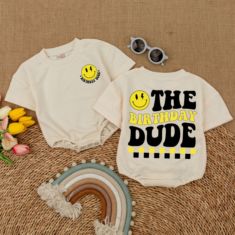One Happy Dude Birthday Romper - Limited Edition Smiley Bodysuit