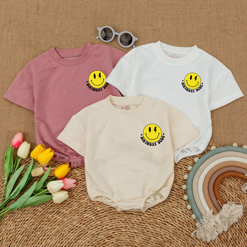One Happy Dude Birthday Romper - Limited Edition Smiley Bodysuit